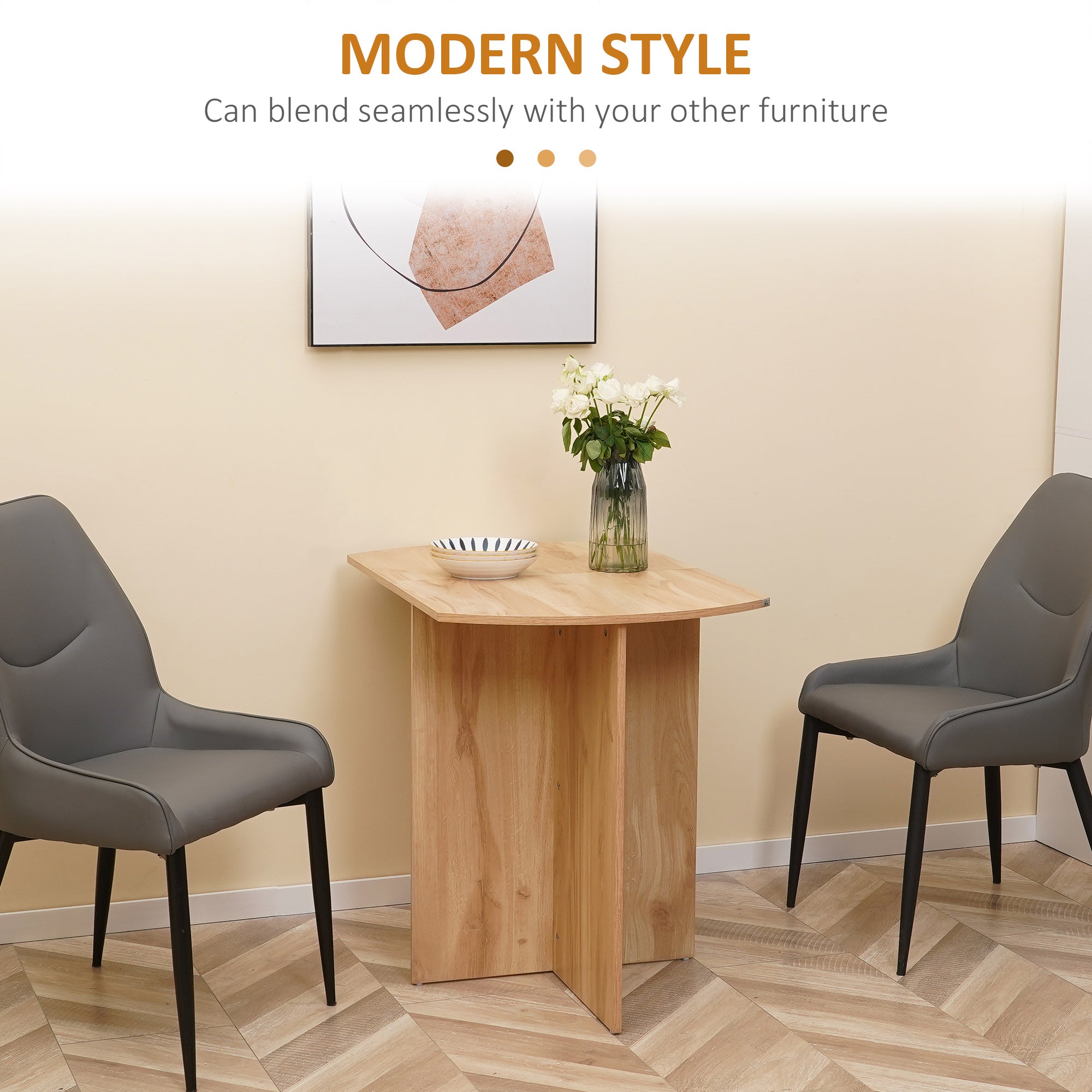 HOMCOM Four-Person Drop Leaf Dining Table - Wood-Effect - North Peak Garden Furniture