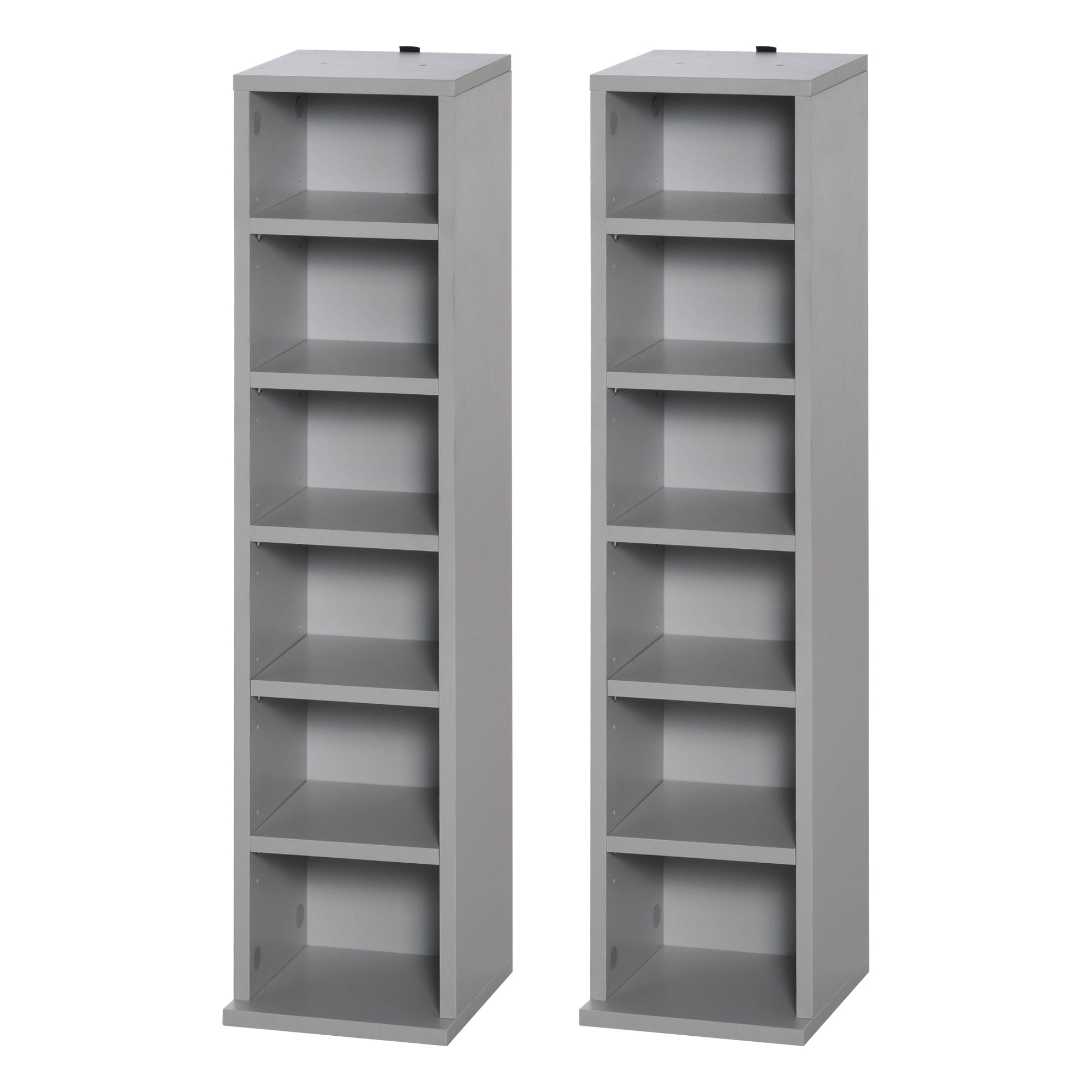 HOMCOM 204 CD Media Display Shelf Unit Set of 2 Blu-Ray Tower Rack w/ Adjustable Shelves Bookcase Storage Organiser, Grey - North Peak Garden Furniture