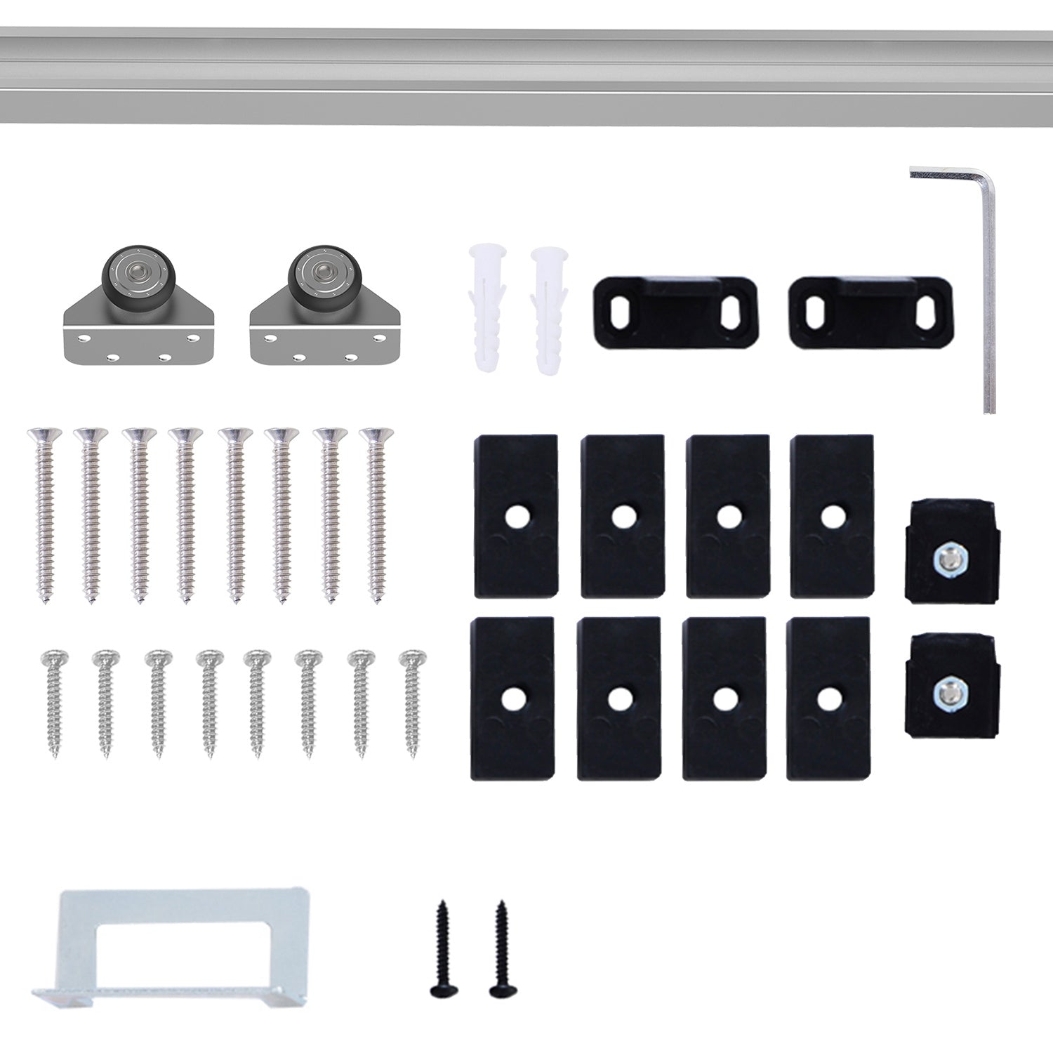 HOMCOM 6FT Modern Sliding Barn Door Closet Hardware Track Kit Track System Unit for Single Wooden Door - North Peak Garden Furniture