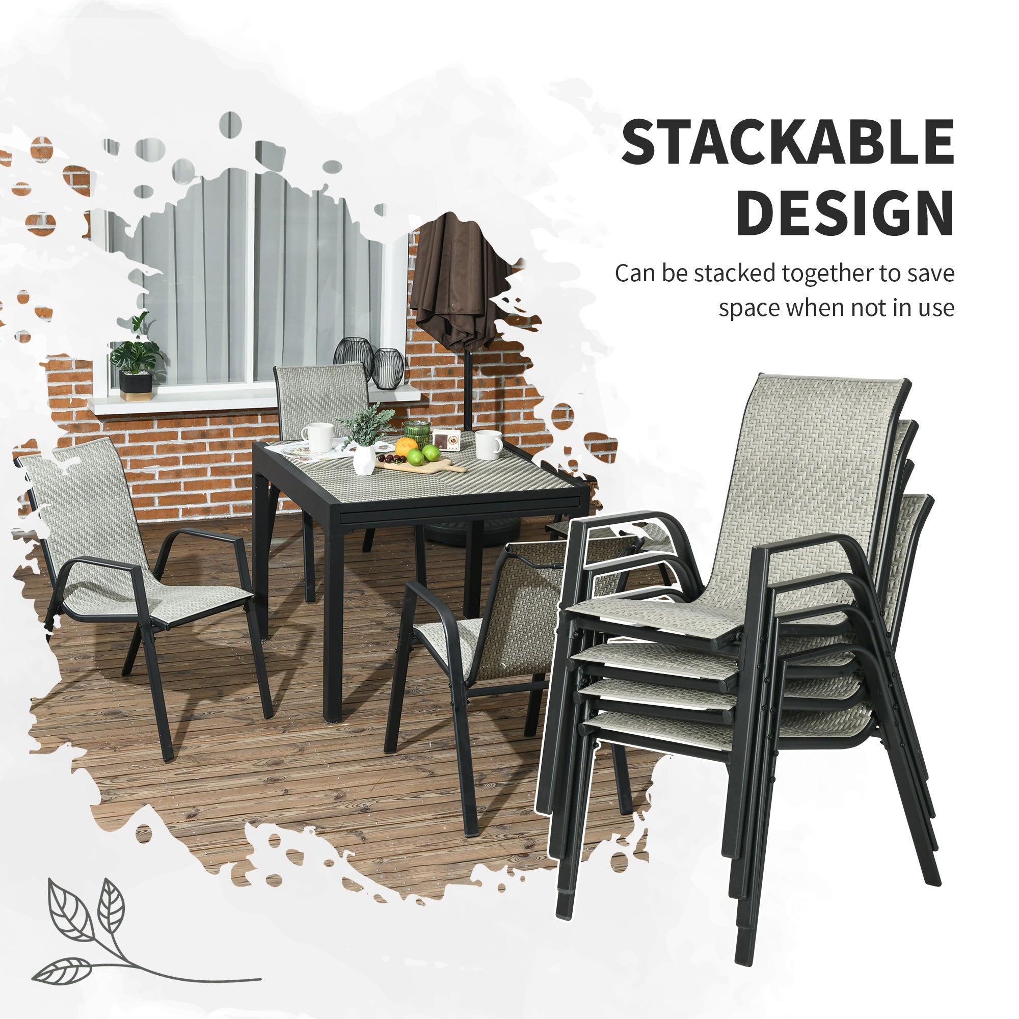 Outsunny Four-Piece Stacking Rattan Garden Seat Set - Mixed Grey - North Peak Garden Furniture