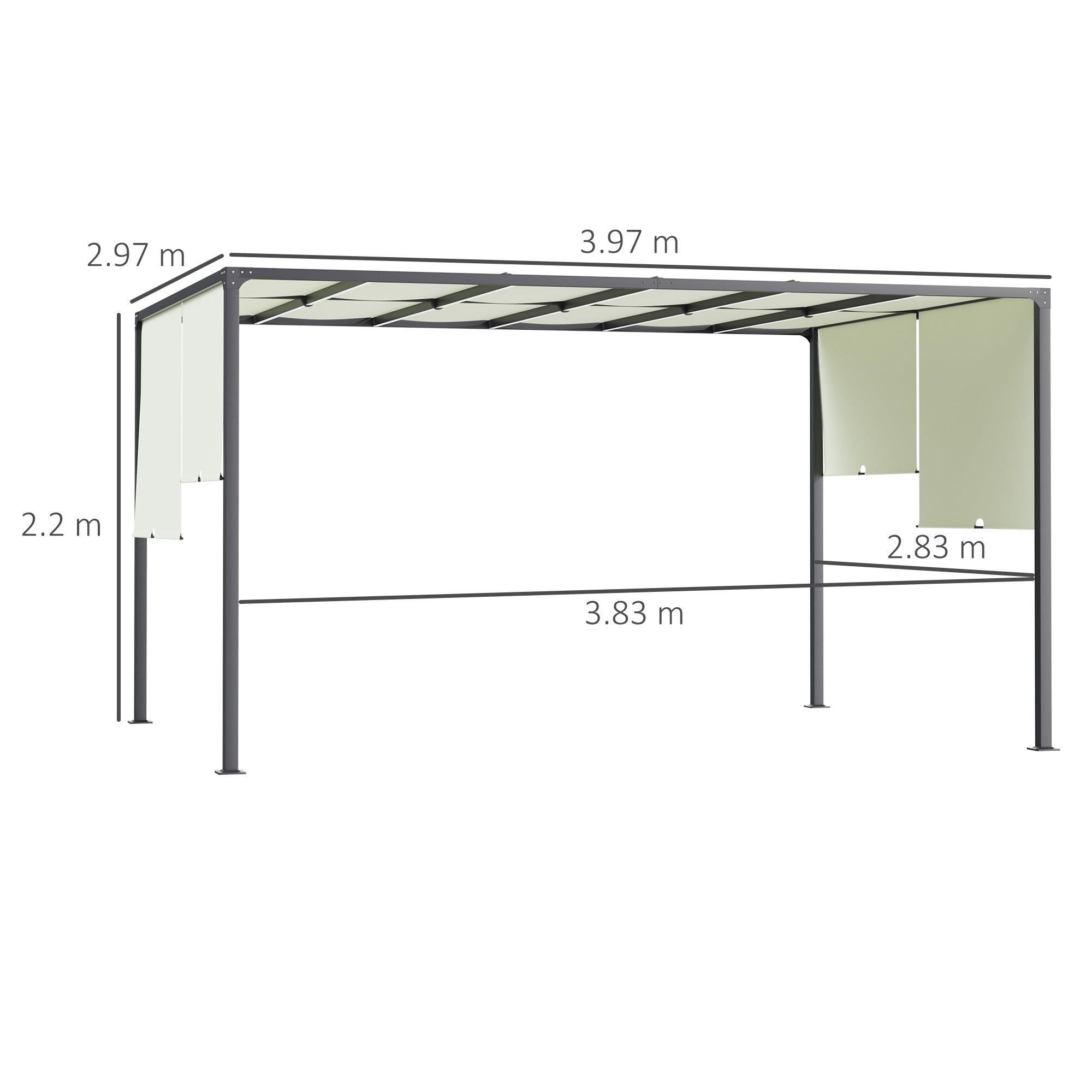 Outsunny 3 x 4m Outdoor Garden Pergola - Cream White - North Peak Garden Furniture