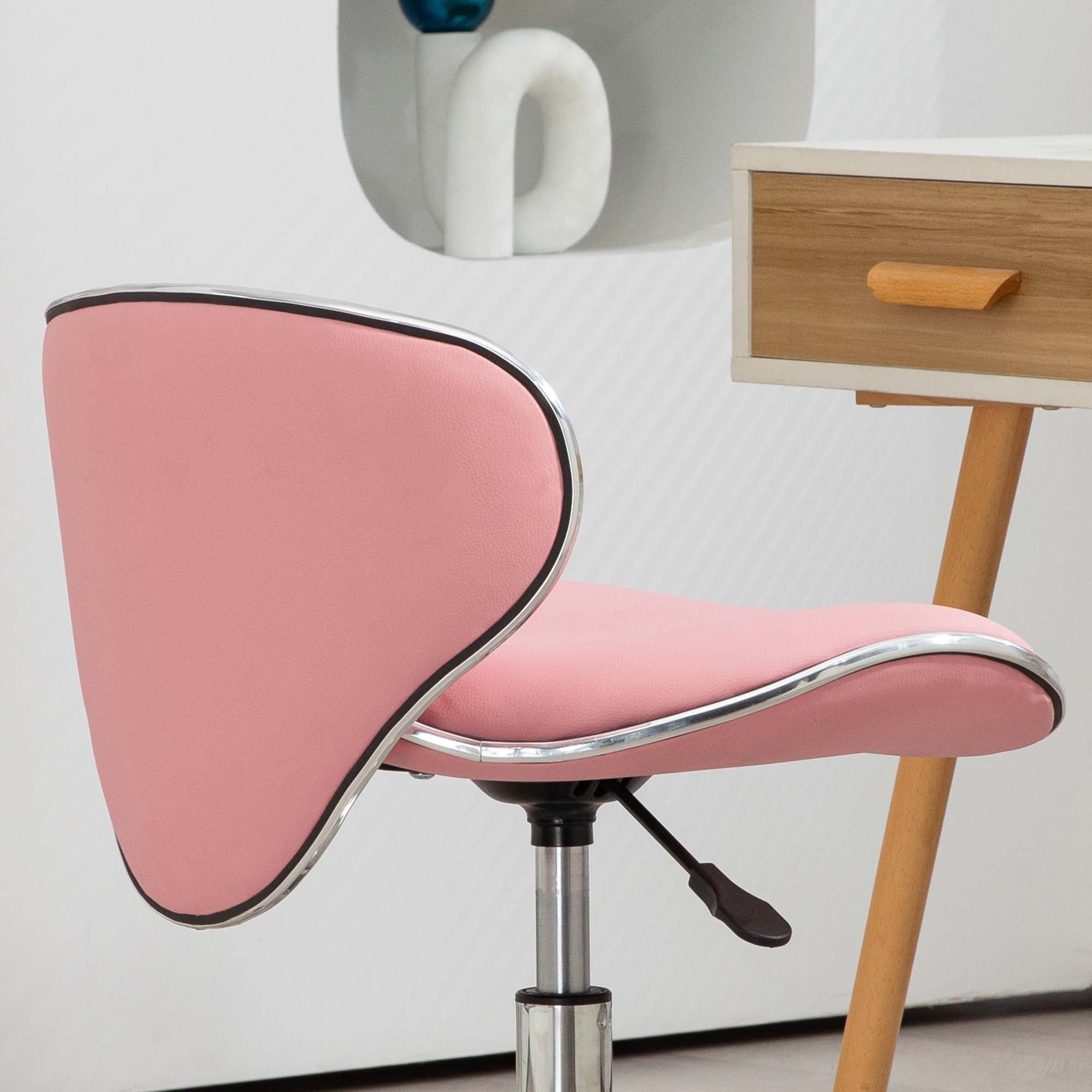 HOMCOM Adjustable Rolling Swivel Beauty Salon Chair, Stool for Spa, Pink - North Peak Garden Furniture
