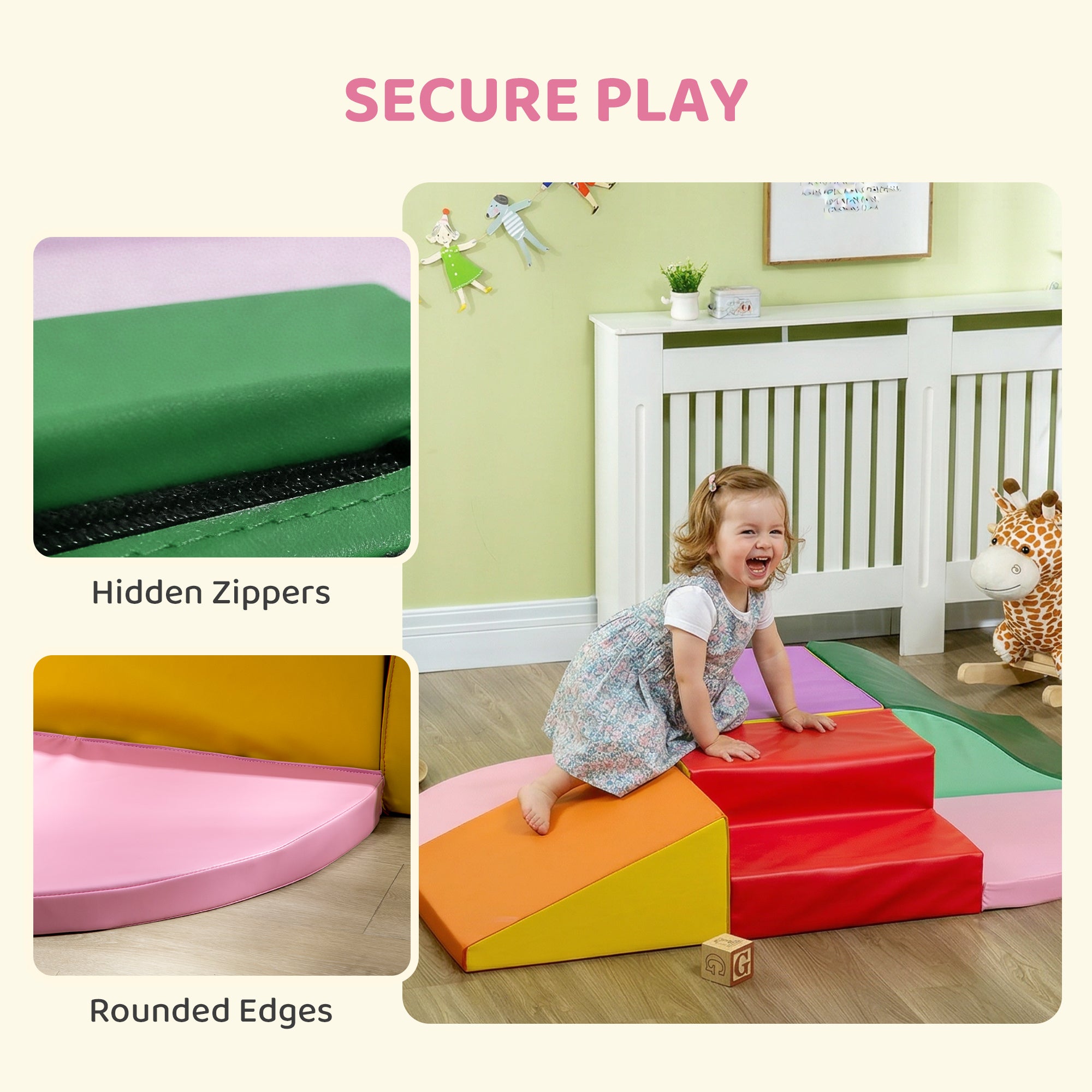 HOMCOM 6 Piece Soft Play Equipment for Kids Climb and Crawl, Red