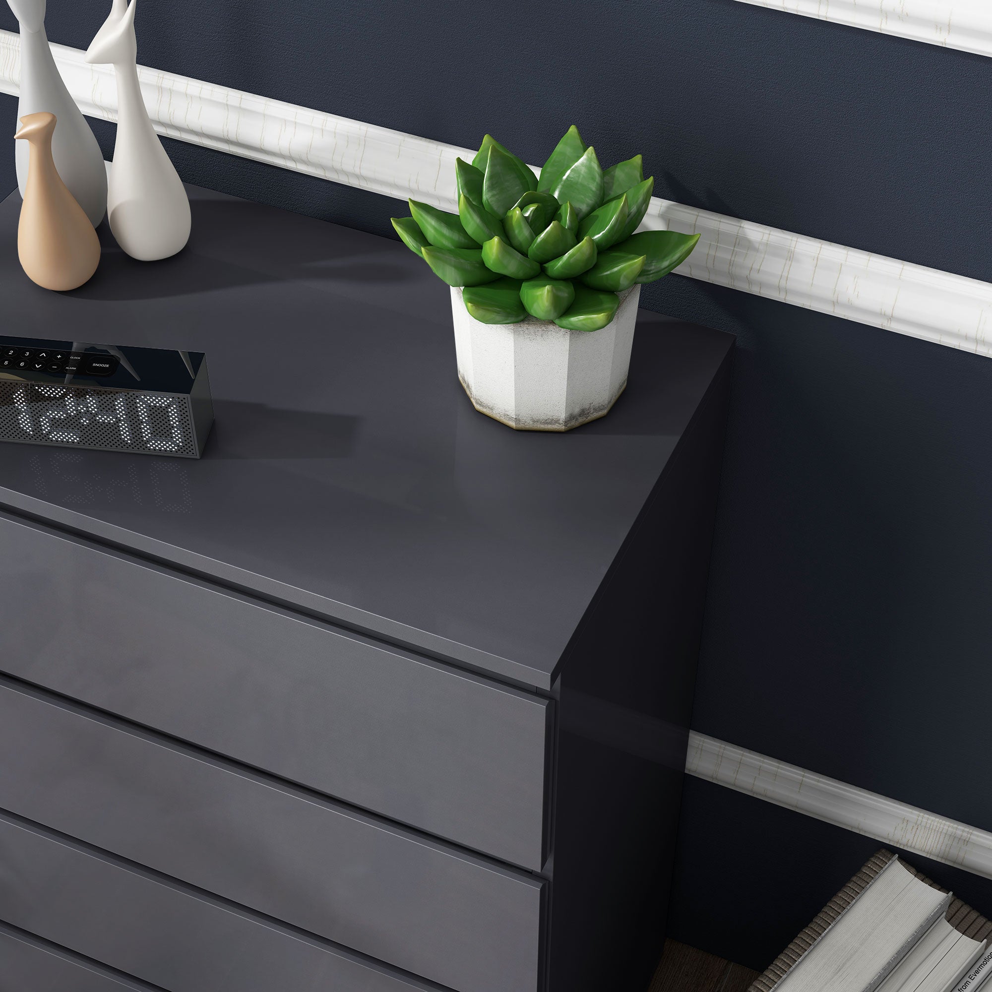 HOMCOM High Gloss Chest of Drawers, 4-Drawer Storage Cabinets, Modern Dresser, Storage Drawer Unit for Bedroom - North Peak Garden Furniture