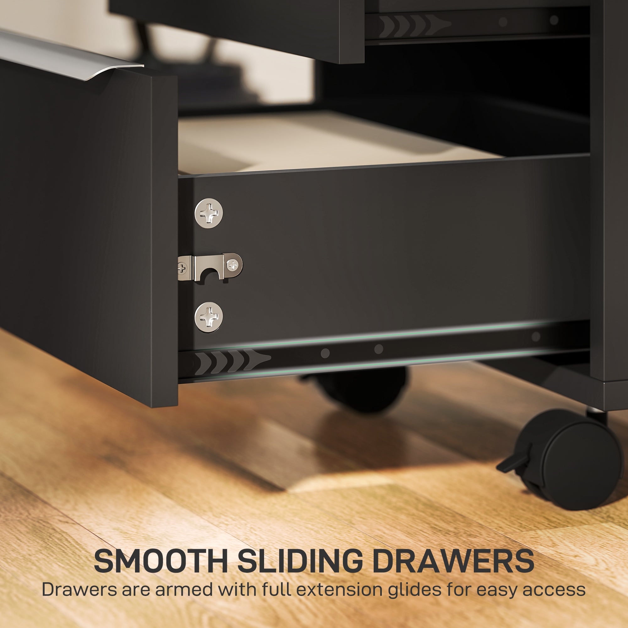 HOMCOM Three-Drawer Locking Filing Cabinet - Black - North Peak Garden Furniture