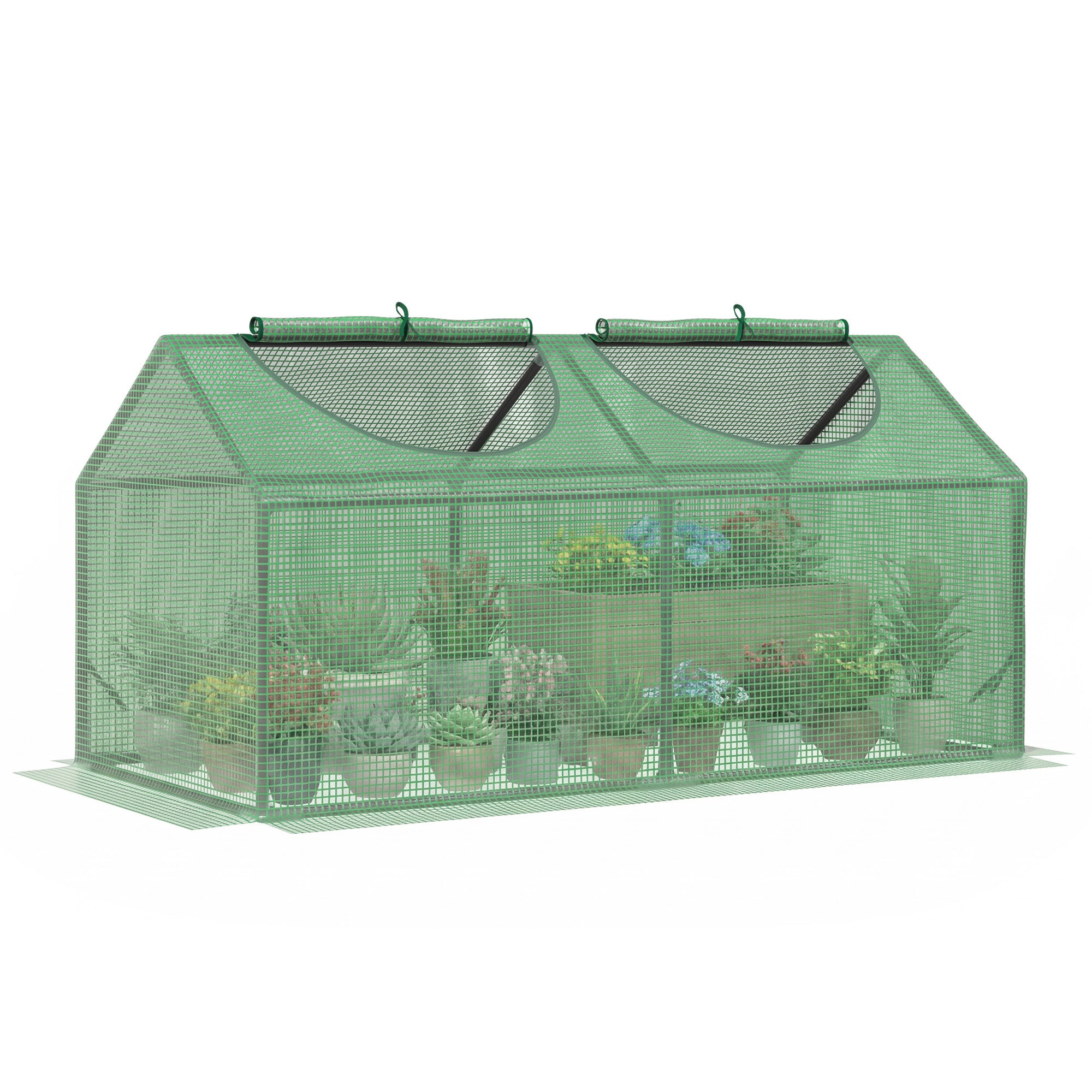 Outsunny Mini Greenhouse, Small Plant Grow House for Outdoor with Durable PE Cover, Observation Windows, 120 x 60 x 60 cm, Green