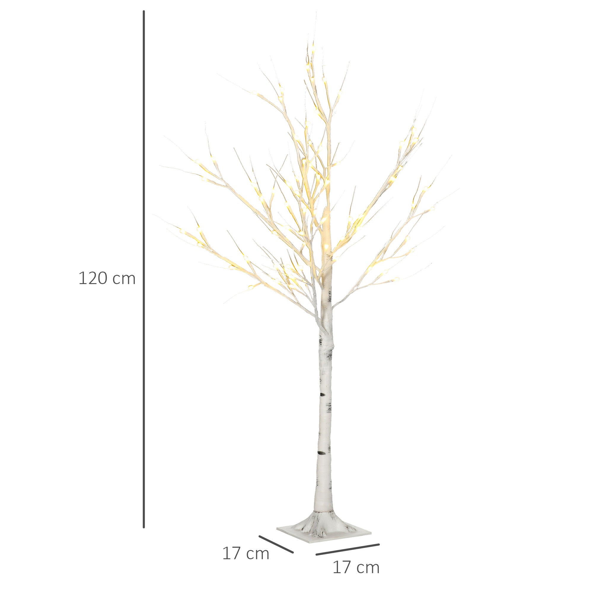 HOMCOM 4ft Artificial White Birch Tree Light with Warm White Pre-Lit LED Light for Indoor and Covered Outdoor Use - North Peak Garden Furniture