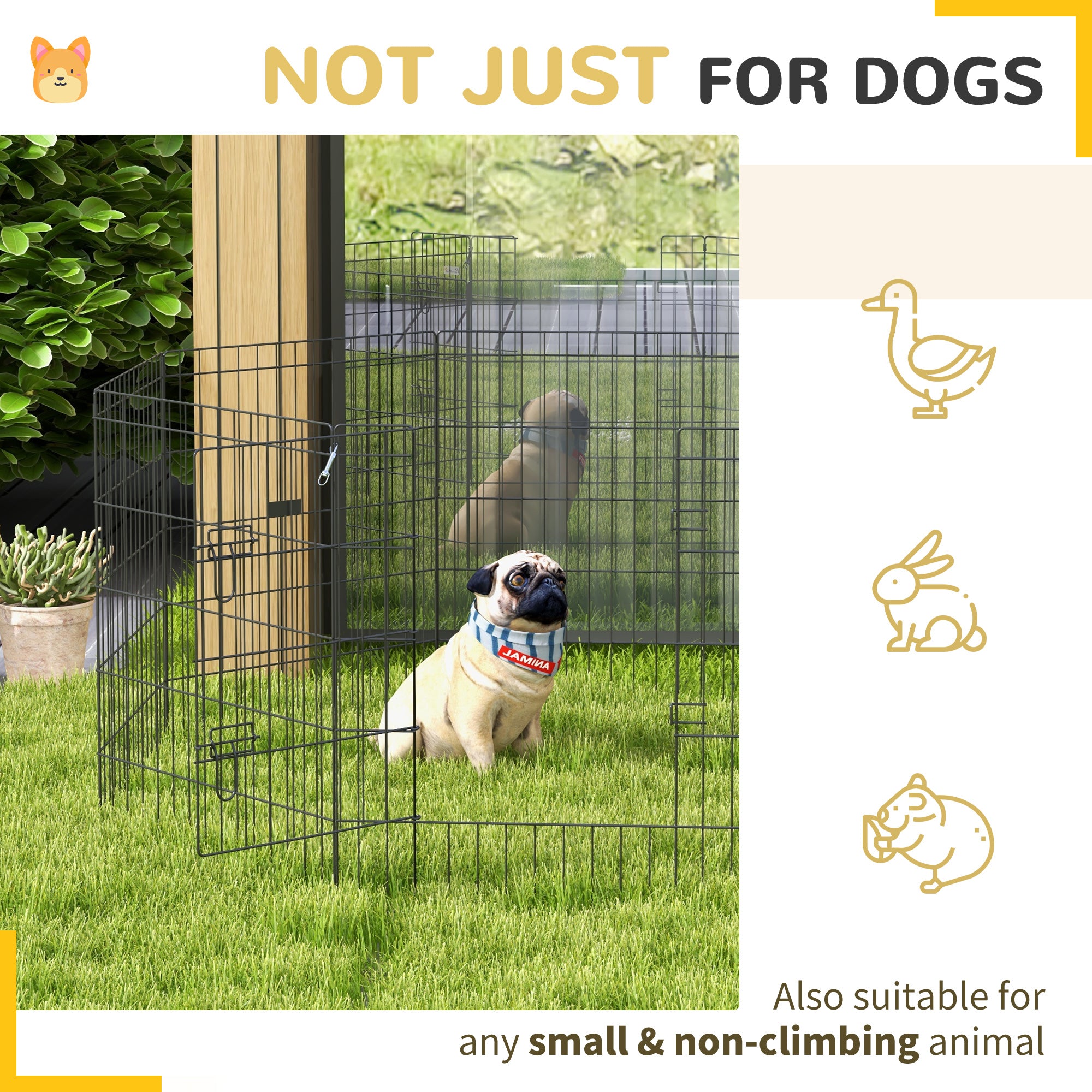 PawHut 8 Panel DIY Dog Pen with Door, for Dogs, Small Animals, Indoor/Outdoor Use, 76cm High - North Peak Garden Furniture