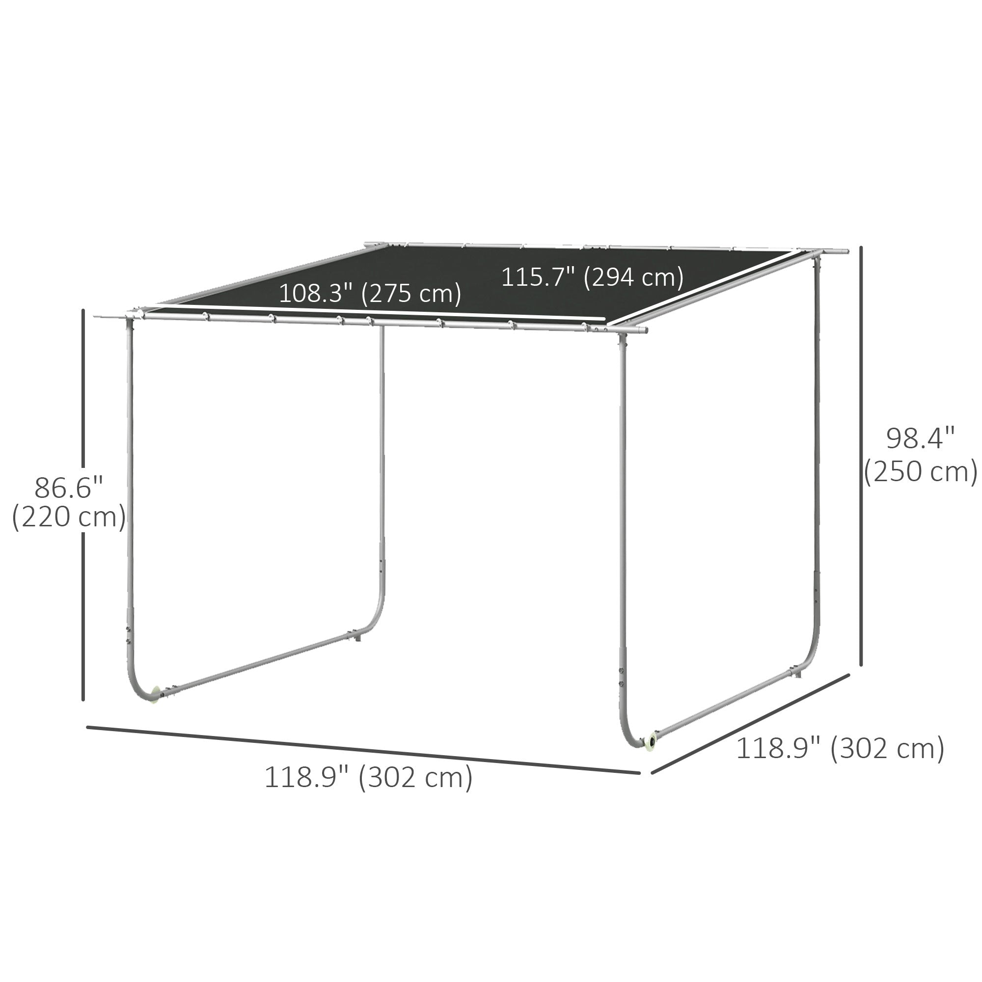 Outsunny 3 x 3(m) Mobile Pergola Kit, Portable Garden Gazebo with Wheels, Sandbags, Steel Frame, UV-Resistant - North Peak Garden Furniture