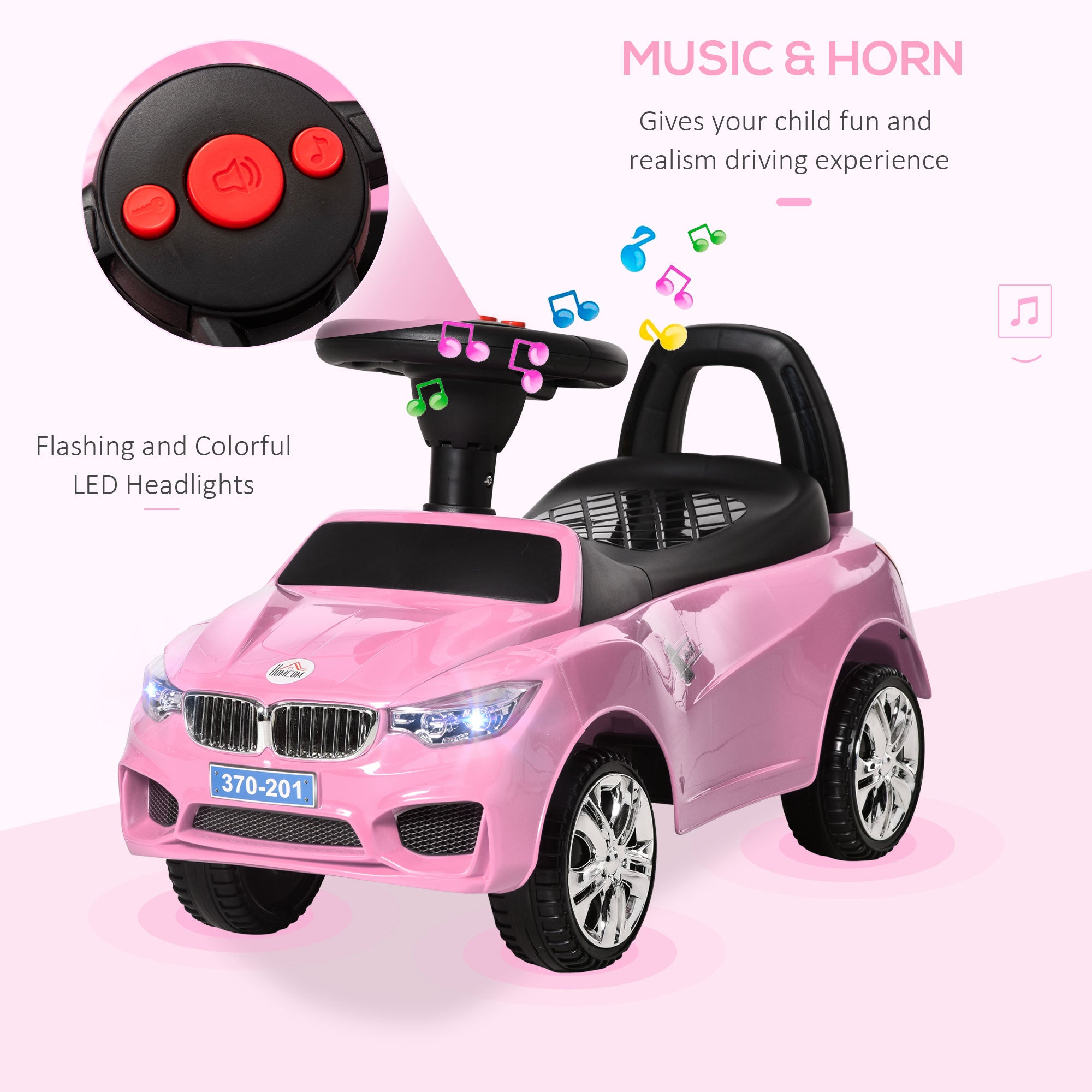 HOMCOM Ride on Car Baby Toddler Walker Foot to Floor Sliding Car Slider Pink - North Peak Garden Furniture