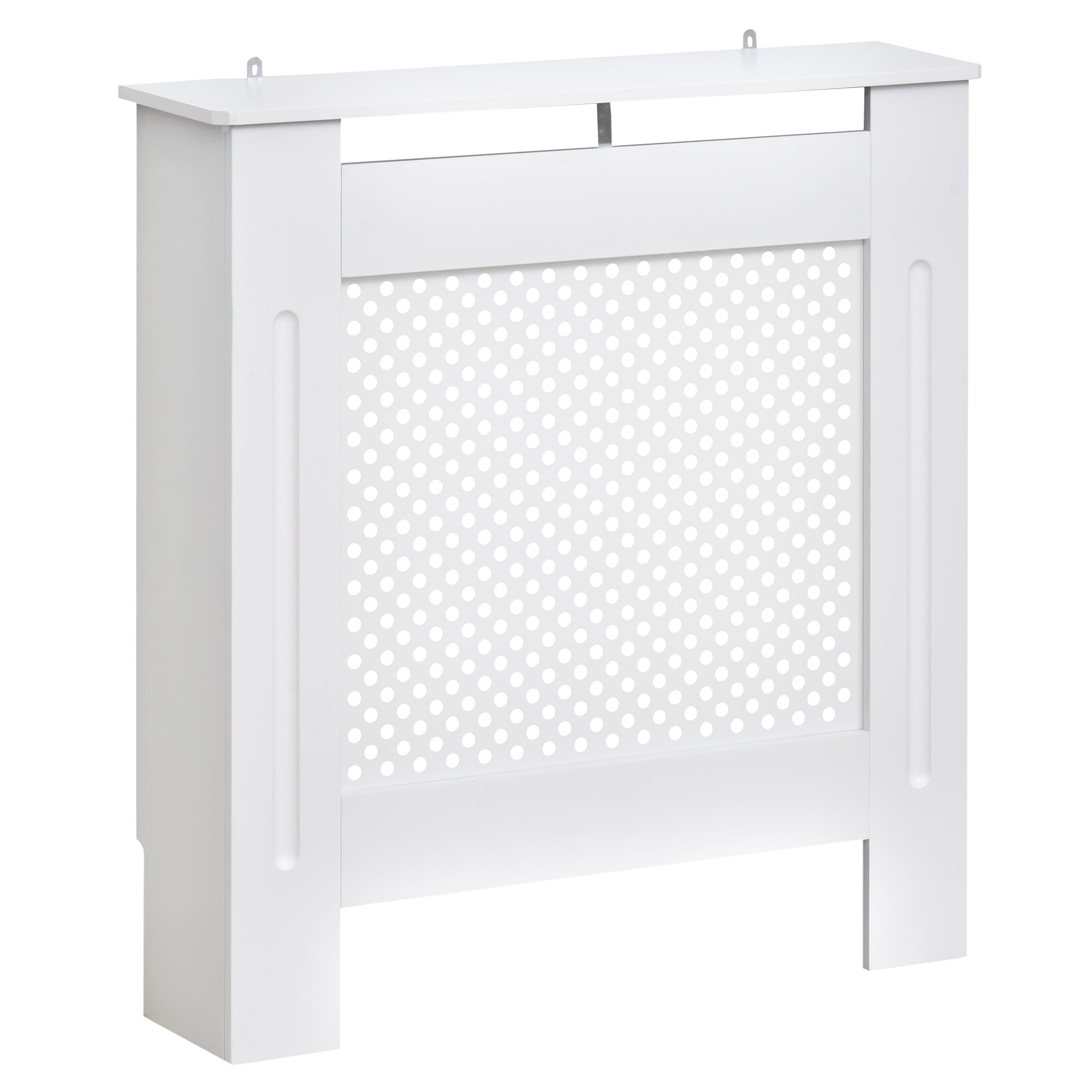 HOMCOM Wooden Radiator Cover Heating Cabinet Modern Home Furniture Grill Style  White Painted (Small)