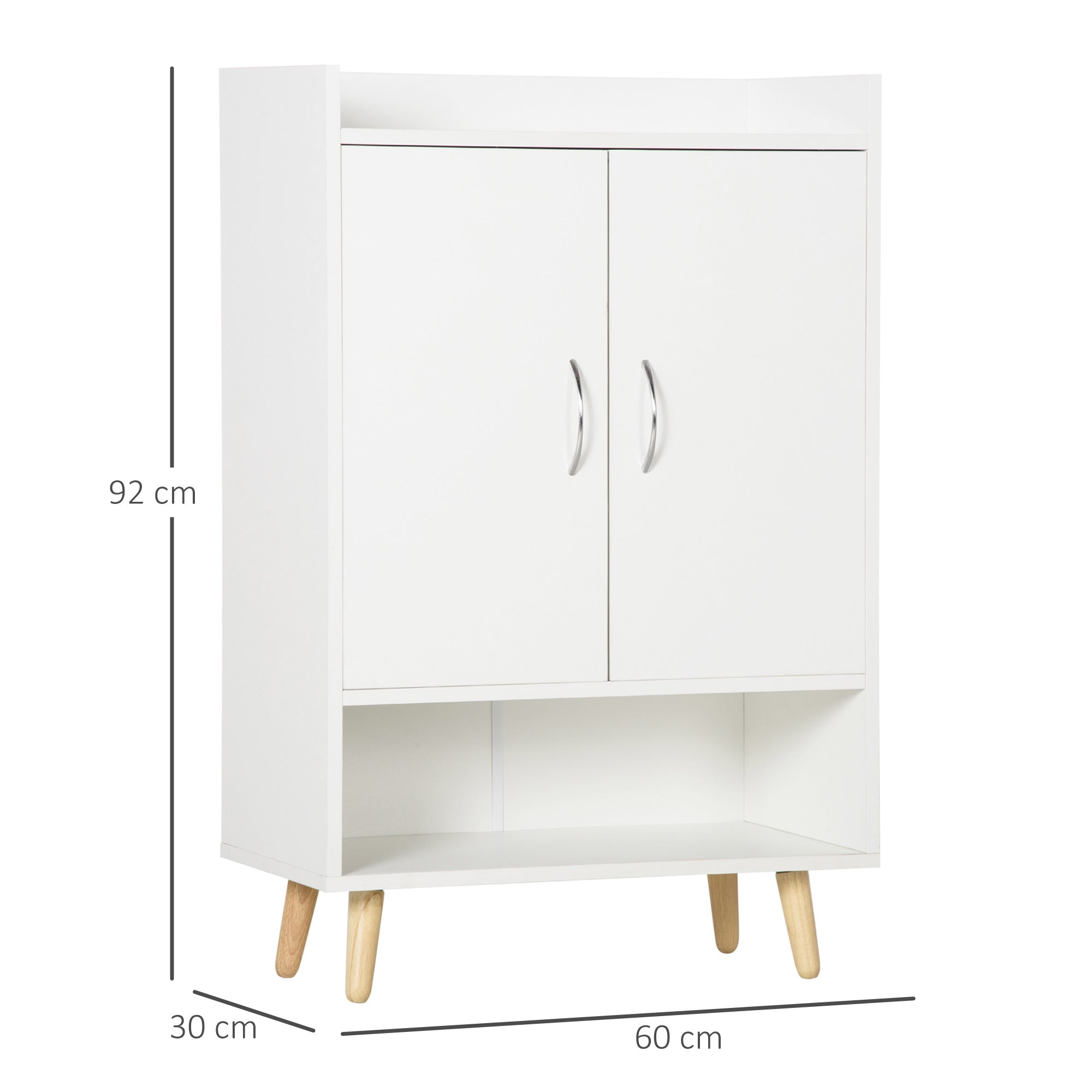 HOMCOM Modern Shoe Cabinet Storage Organizer with Doors and Shelves for Hallway & Entryway, 60L x 30W x 92Hcm, White - North Peak Garden Furniture