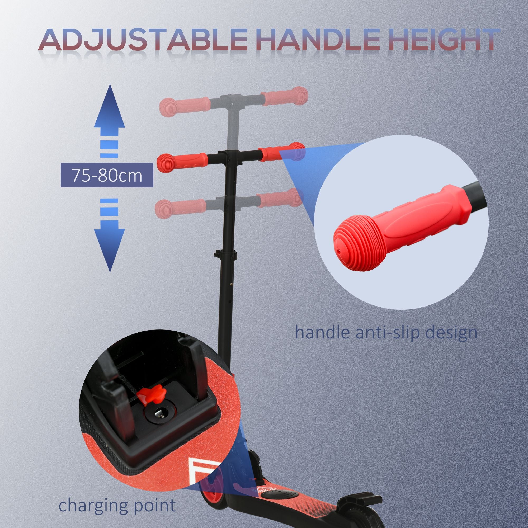 HOMCOM Folding Electric Scooter with Brake, for Ages 6+ Years, 8km/h Maximum Speed, Red - North Peak Garden Furniture