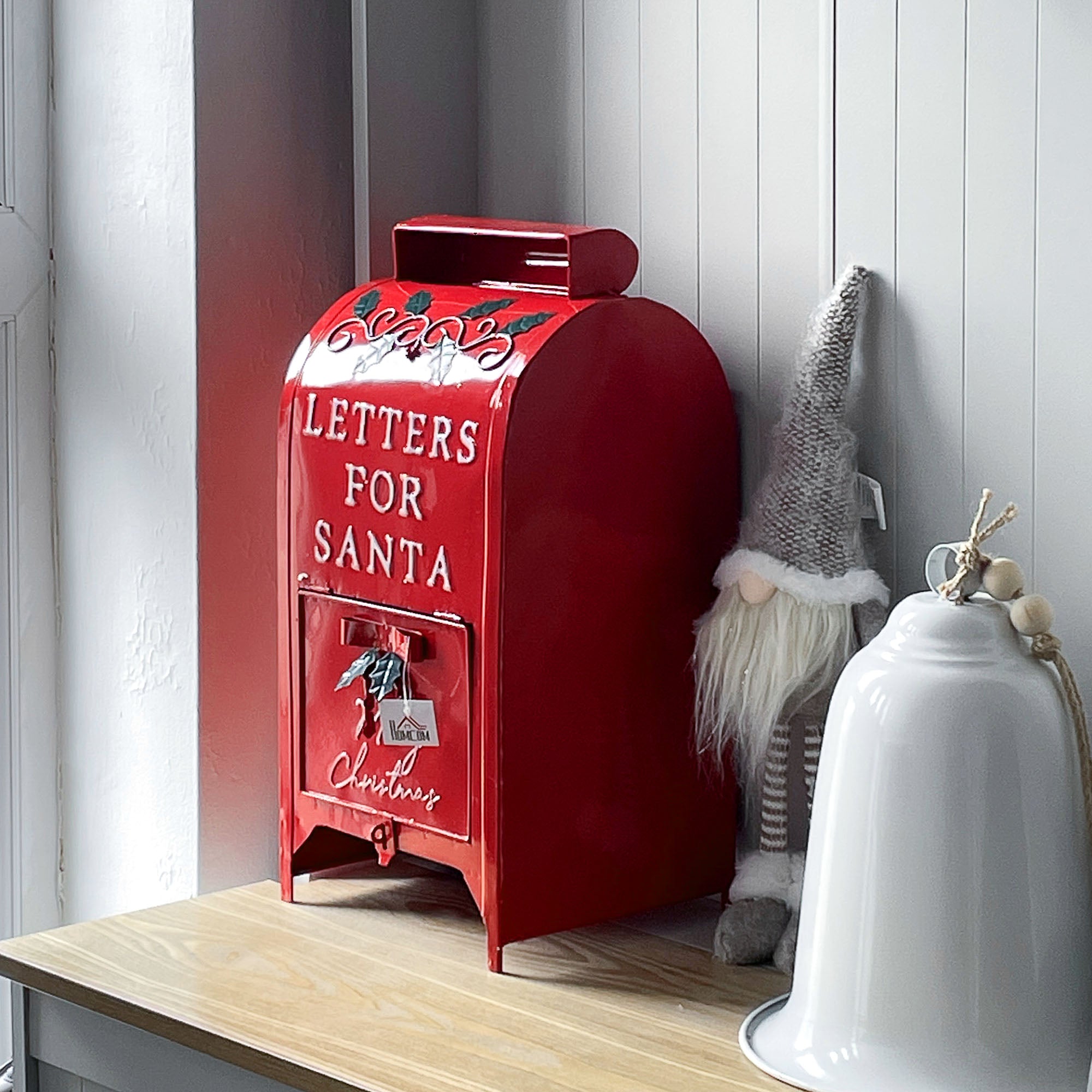HOMCOM A5 Christmas Letter Postbox - Red/White - North Peak Garden Furniture