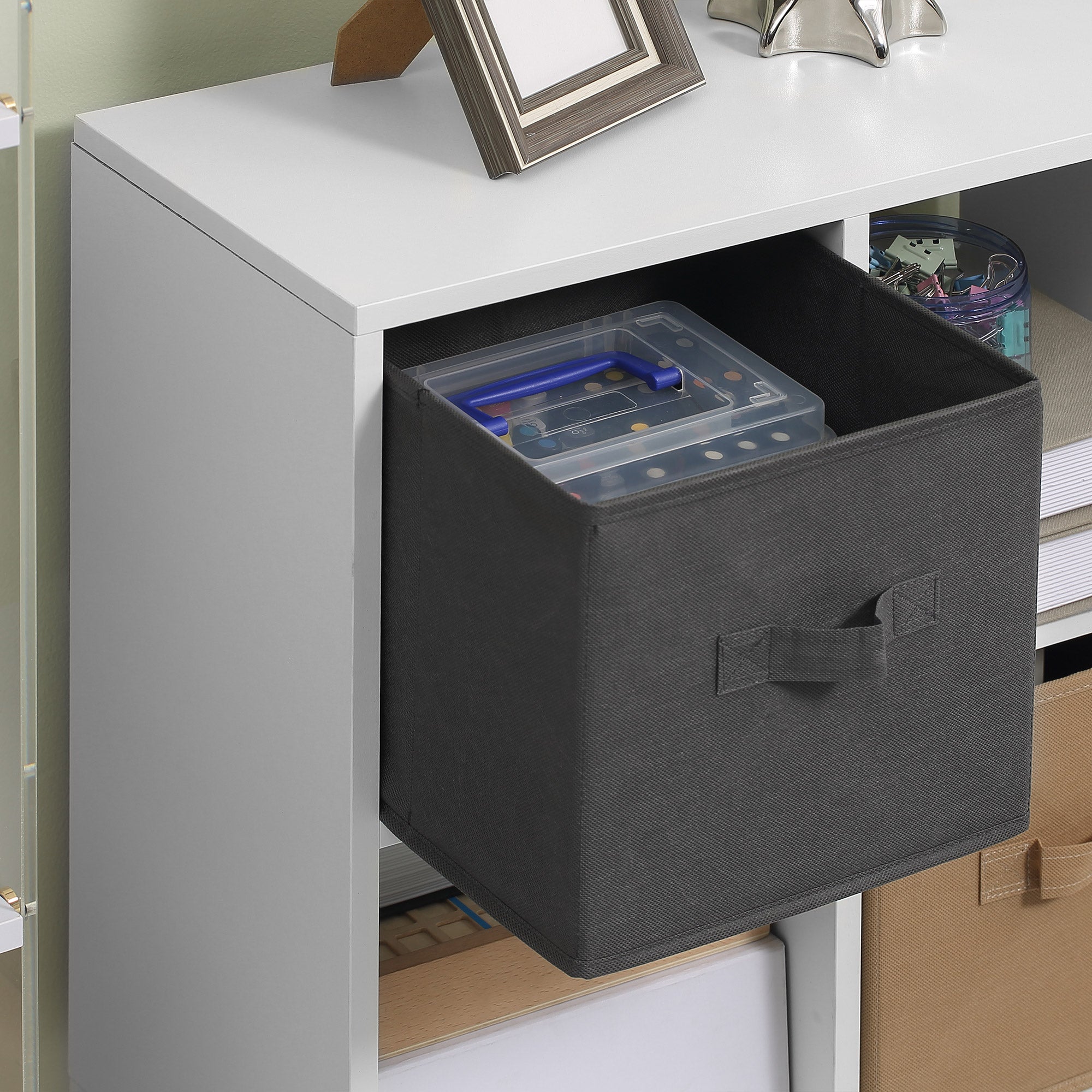 HOMCOM Freestanding 4 Cube Unit Cabinet Unit w/ 3 Fabric Drawers Handles Home Office Storage Shelves - North Peak Garden Furniture