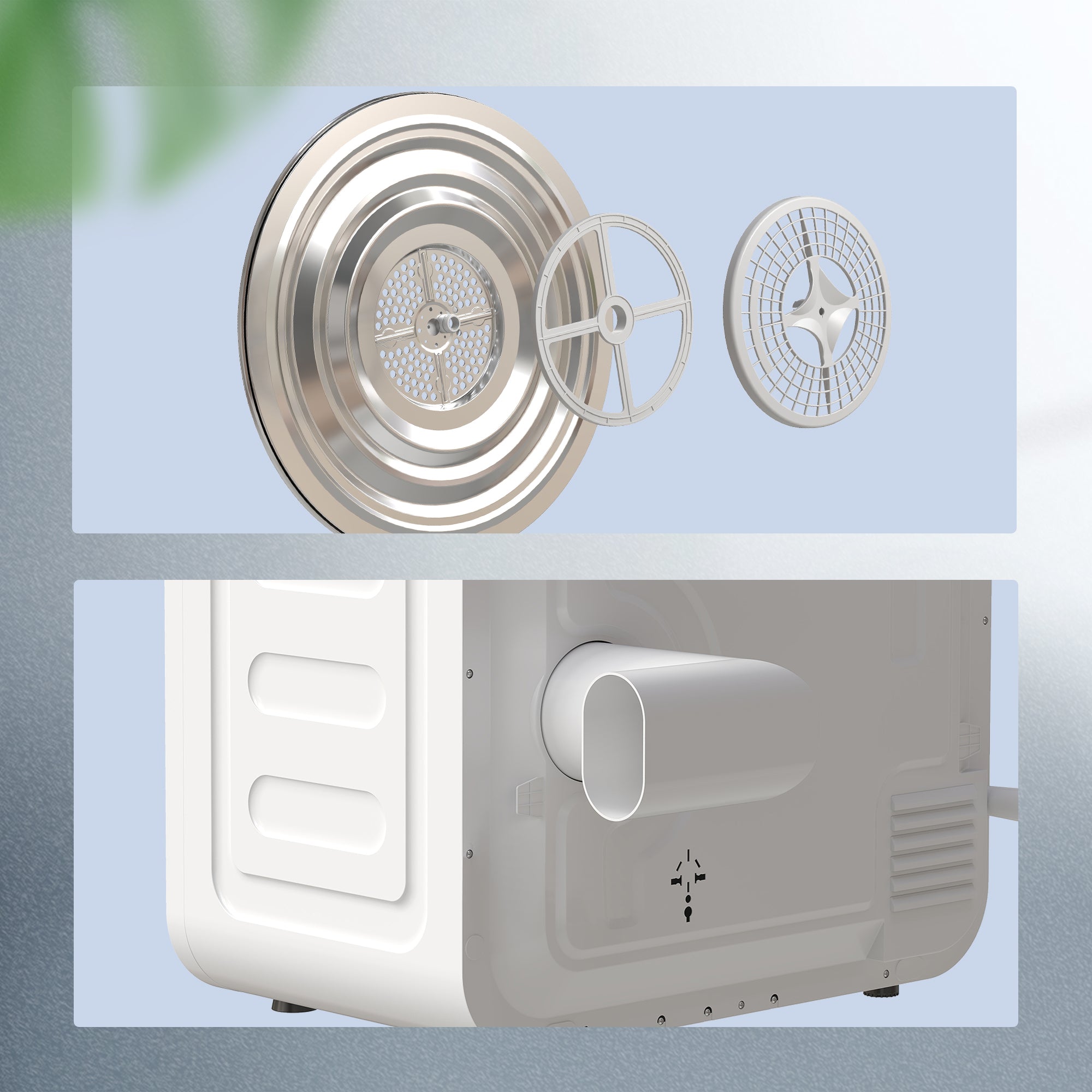 HOMCOM 4kg Vented Tumble Dryer, 800W Compact Freestanding Front Tumble Dryer with Stainless Steel Tub and Customisable Timer, Wall-Mounted Portable Small Clothes Drying Machine, White