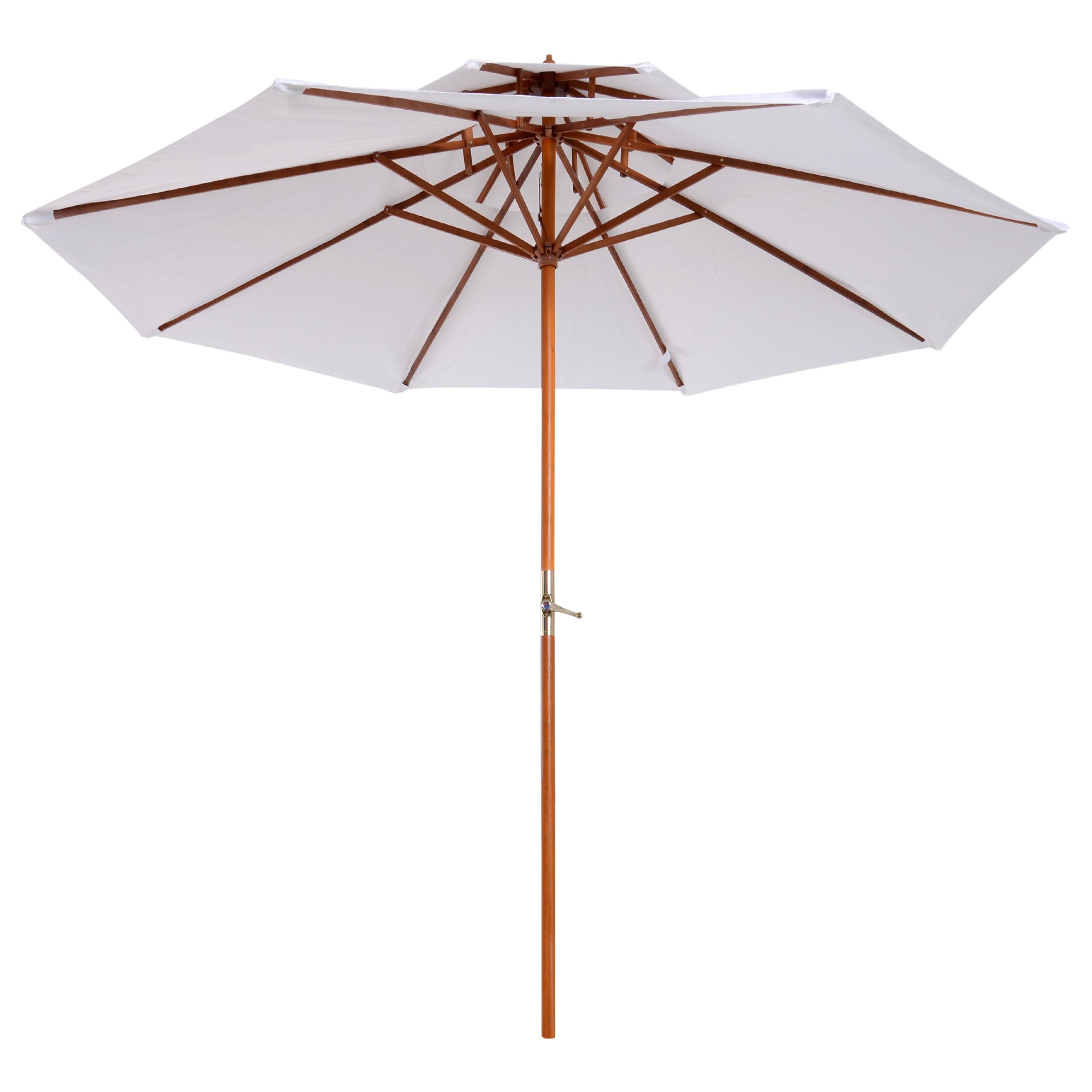 Outsunny 2.7m Elegant Wooden Frame Parasol Umbrella - Cream White