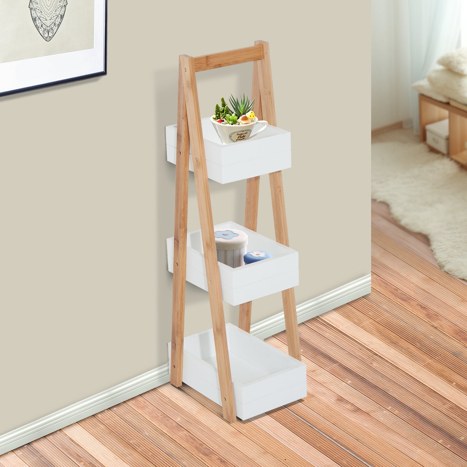 HOMCOM 3 Tier Bathroom Shower Caddy Freestanding Rack Storage Unit Shelf Organiser - North Peak Garden Furniture