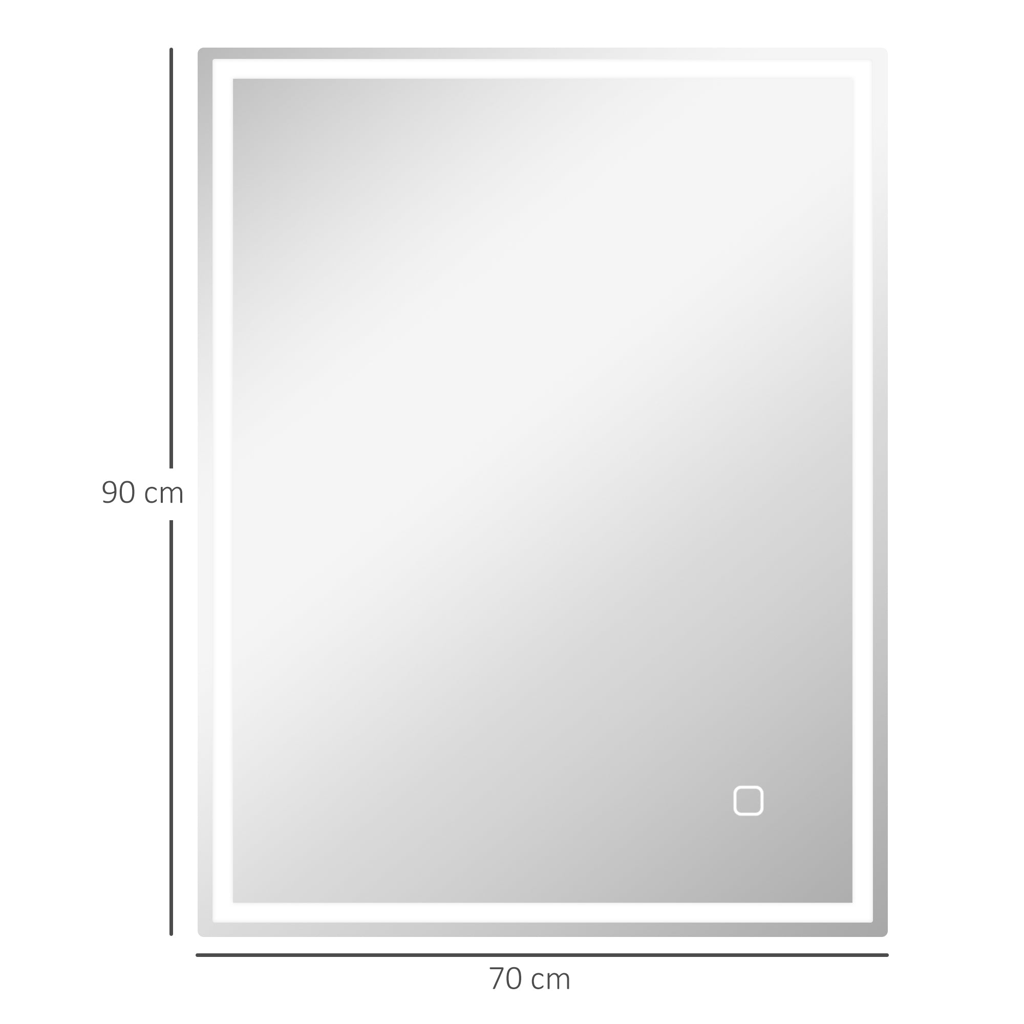 HOMCOM 90 x 70cm LED Bathroom Mirror with Lights, Dimmable Makeup Mirror, Vanity Mirror with 3 Colour, Smart Touch, Anti-Fog - North Peak Garden Furniture