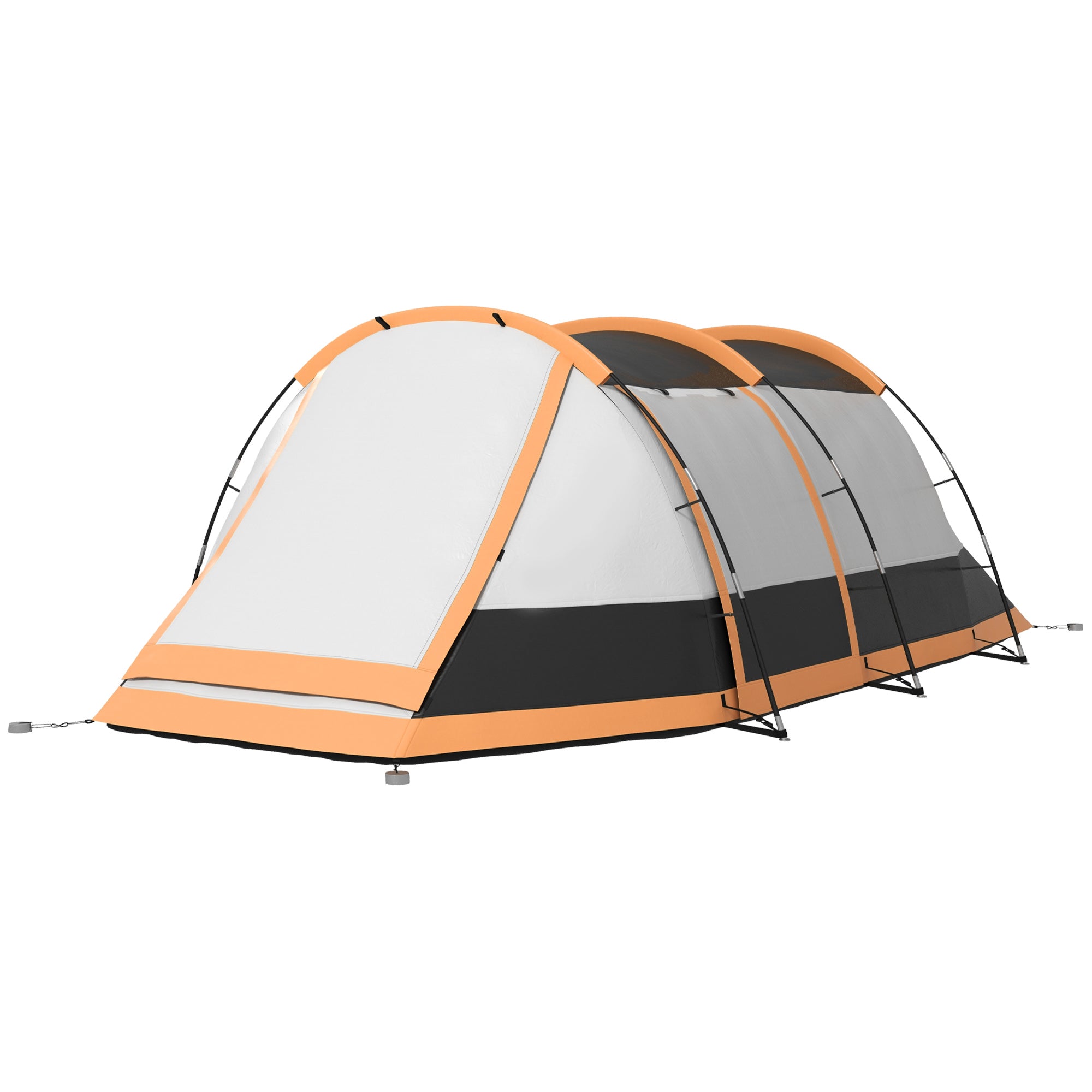 Outsunny Three-Man Camping Tent, with Two Rooms and Porch - Orange