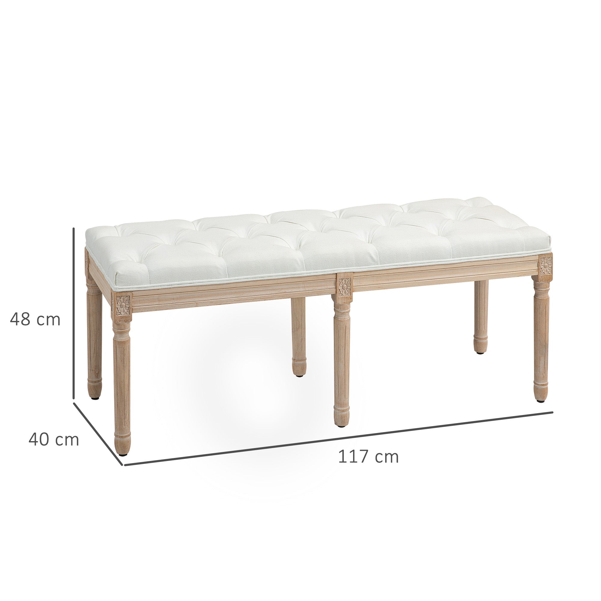 HOMCOM Vintage French Look Bed End Bench - Cream White