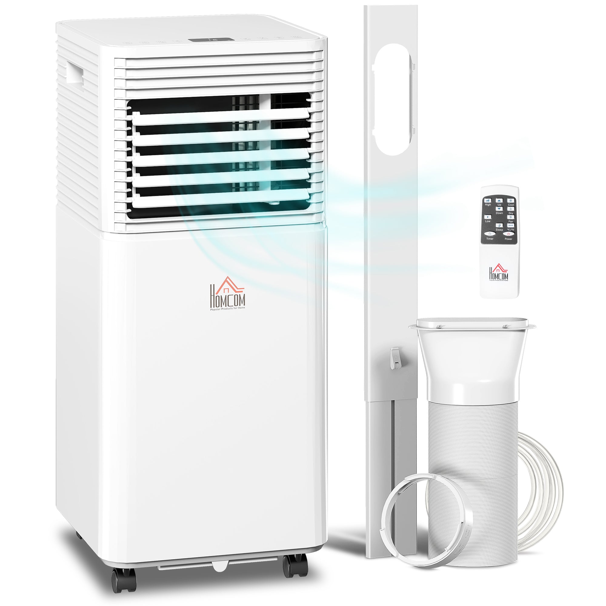 HOMCOM 9000 BTU Portable Air Conditioner for Cooling Dehumidifier Fan, Air Conditioning Unit for Room up to 28m², with Remote, 24H Timer, Window Mount Kit, R290, A Energy Efficiency, 1122W