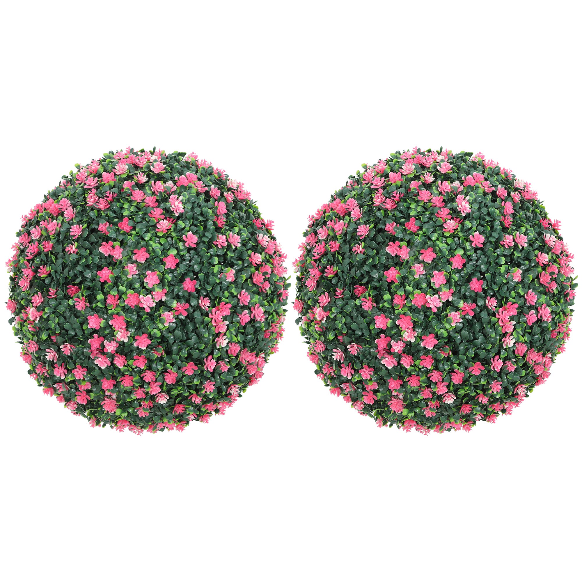 HOMCOM Set of Two Artificial Boxwood Balls Plants - Pink