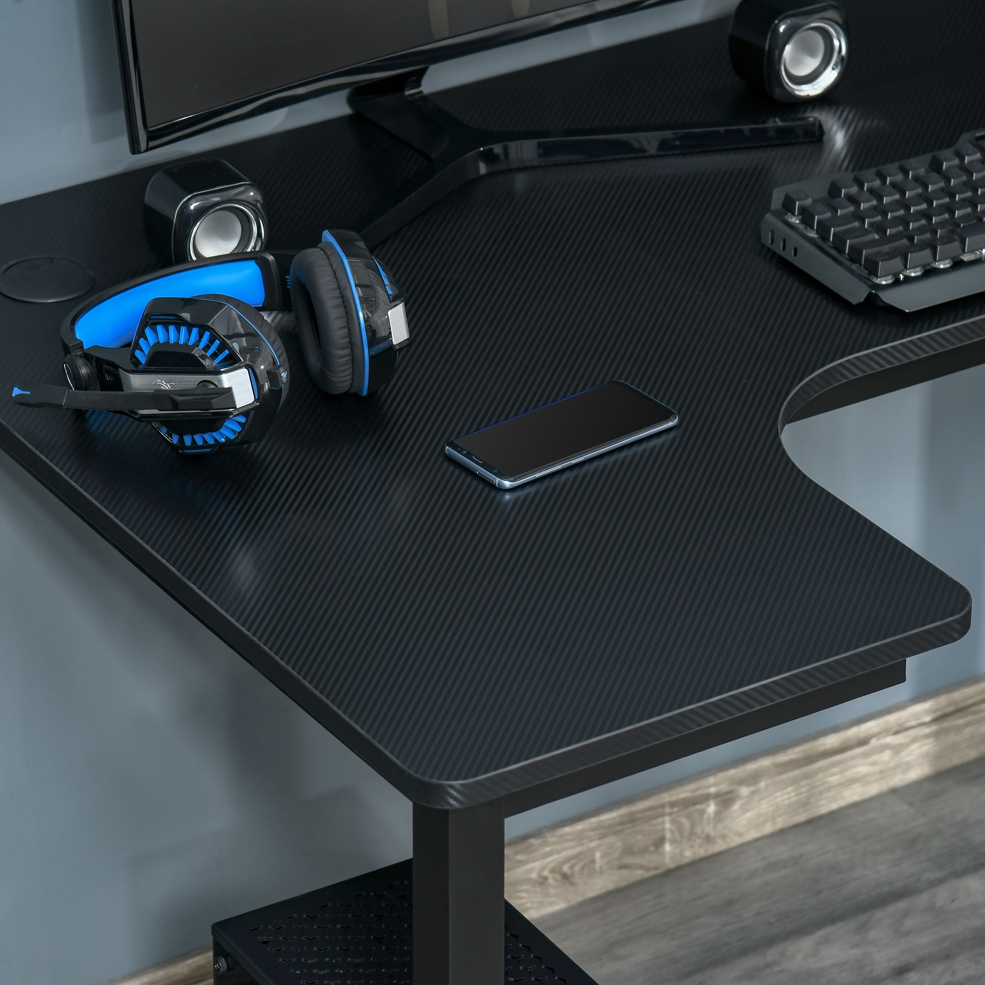 HOMCOM L-Shaped Gaming Desk, Computer Corner Desk, Home Office Workstation with Cable Management, 145 x 81 x 76cm, Black, Left - North Peak Garden Furniture