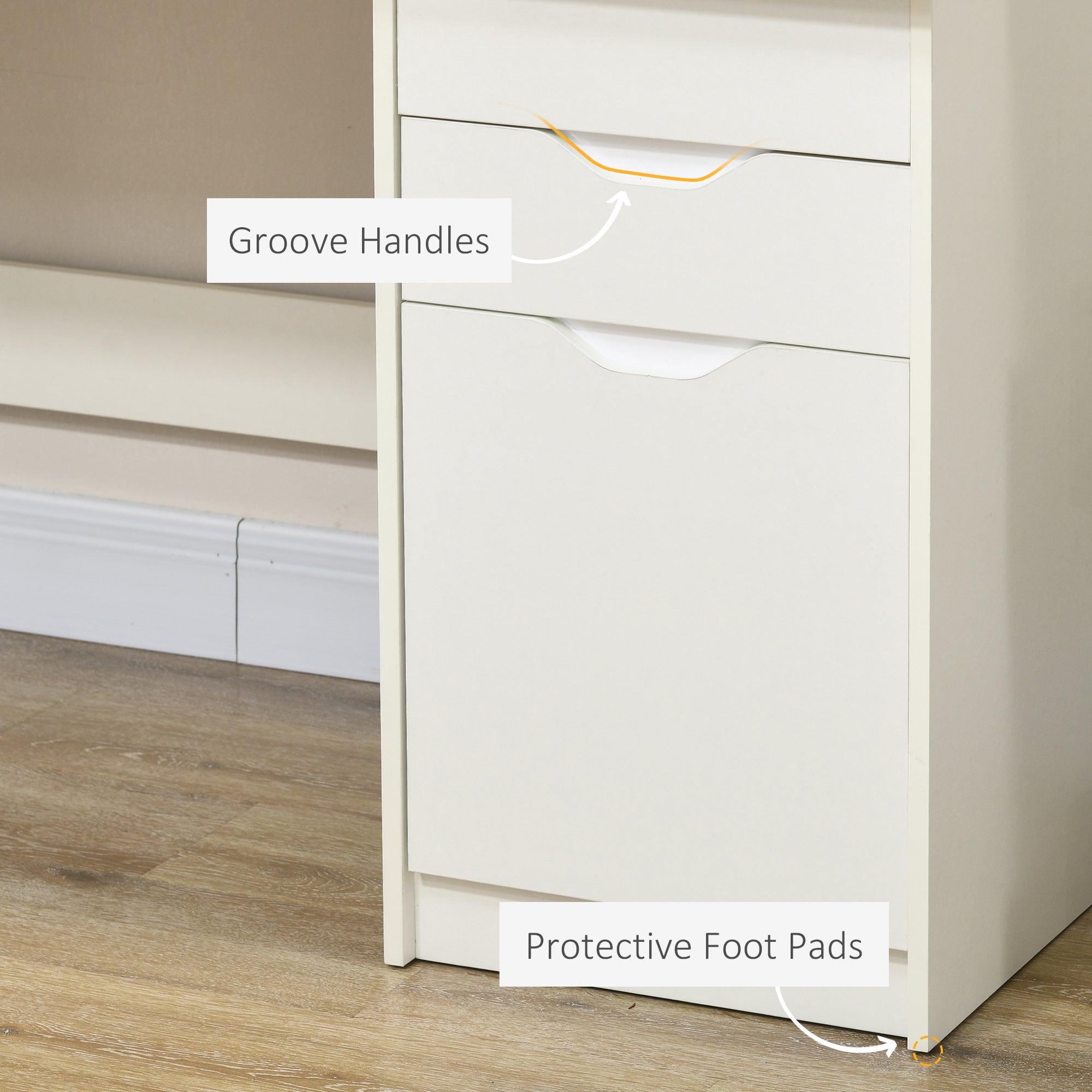 HOMCOM Computer Desk with Drawers, High Gloss Home Office Desk with Storage Cabinet, Study Workstation, 120 x 60cm, White - North Peak Garden Furniture