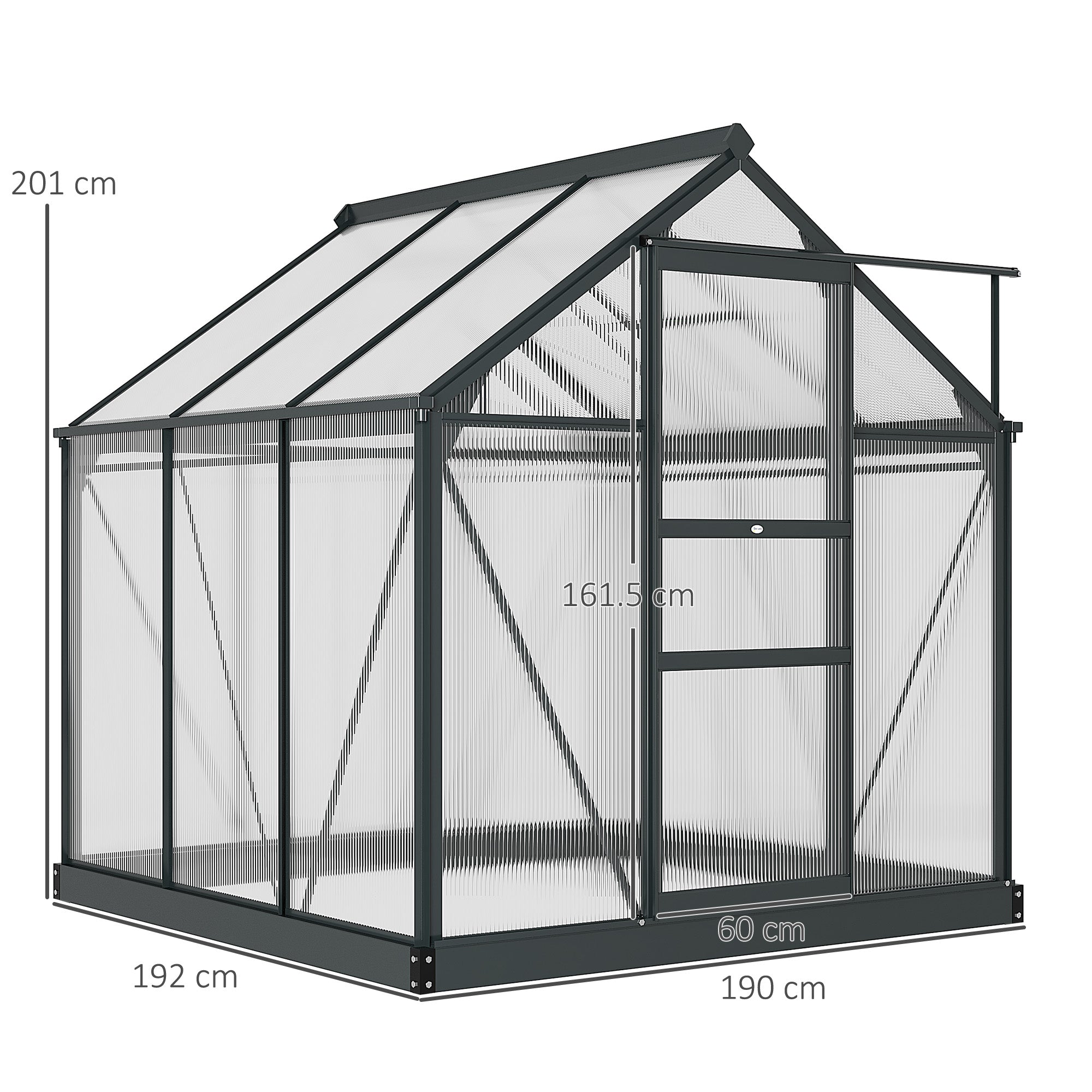 Outsunny 6 x 6 ft Clear Polycarbonate Greenhouse Large Walk-In Green House Garden Plants Grow House w/ Slide Door and Push-Open Window