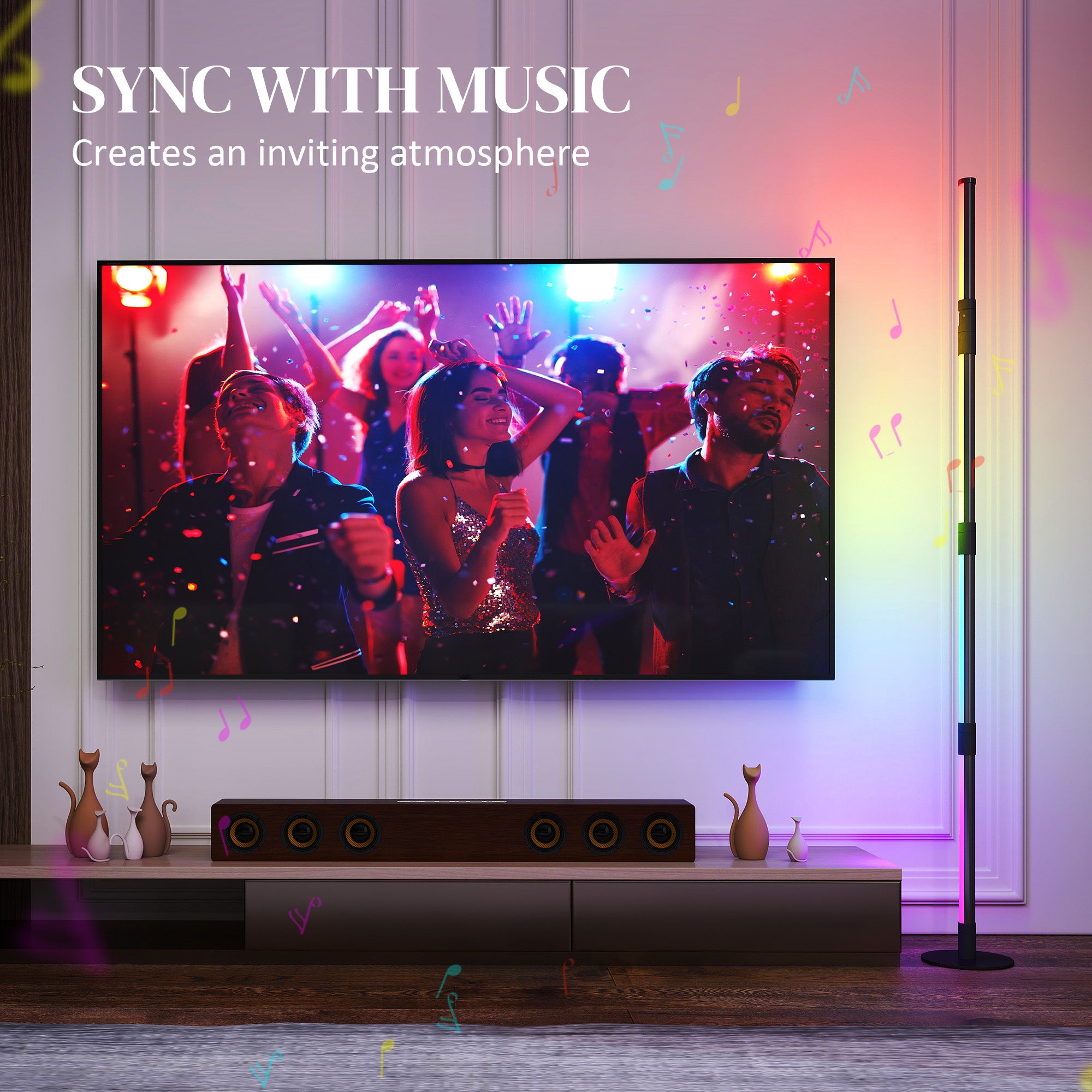 HOMCOM LED Floor Lamp, 360° RGB Detachable Corner Floor Lamp with App & Remote Control, Colour Changing Standing Lamp with Music Sync & Timing, for Living Room, Game Room, Dark Grey - North Peak Garden Furniture
