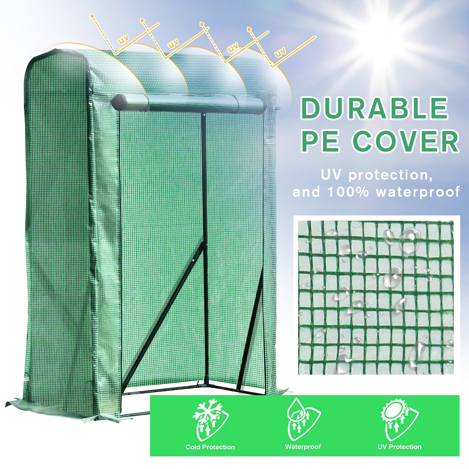 Outsunny Greenhouse Sanctuary: Zipper-Entry Plant Shelter for Verdant Nurturing, 100L x 50W x 150H cm, Emerald Green