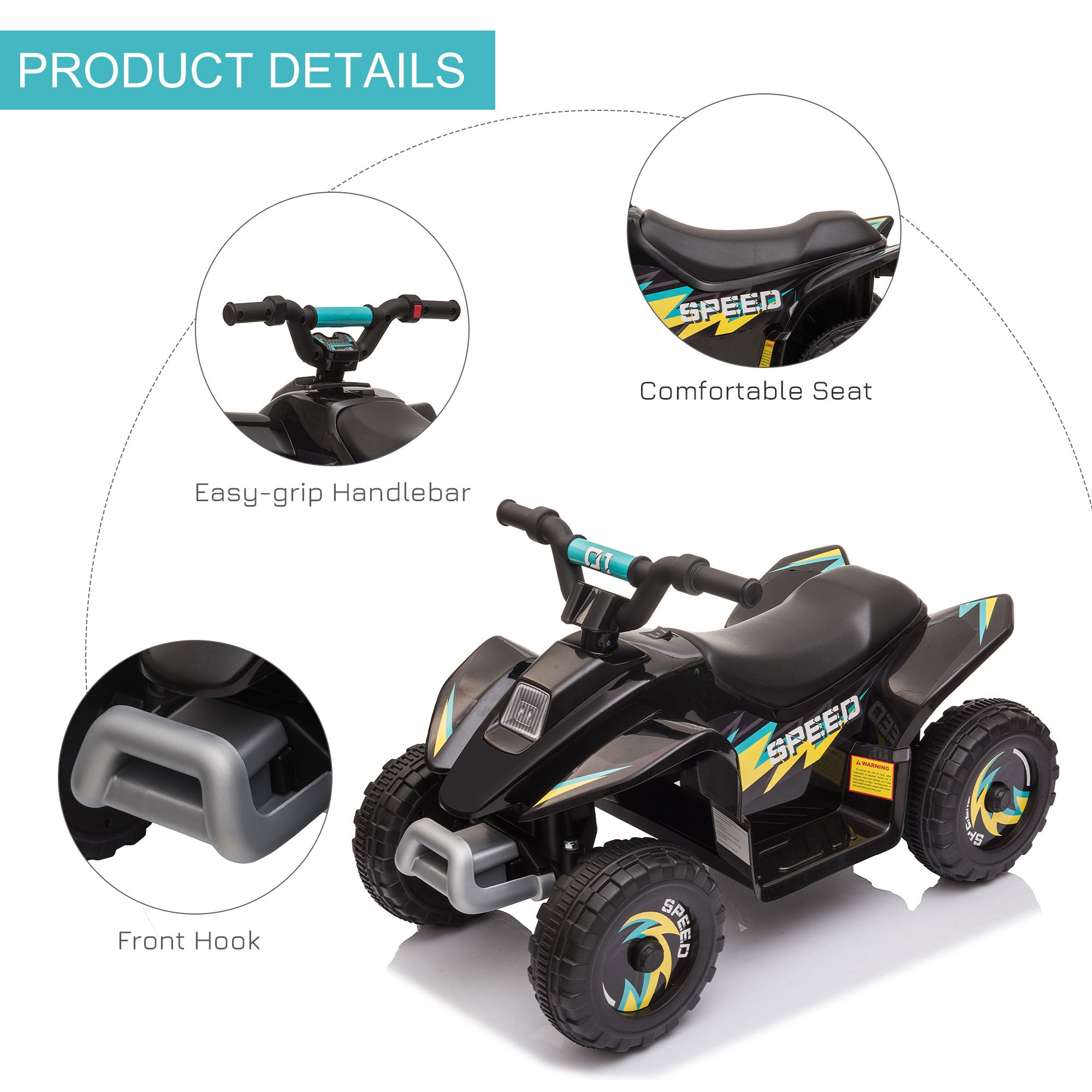 HOMCOM 6V Kids Electric Ride on Car Forward Reverse Functions for Toddlers aged 18-36 months Black