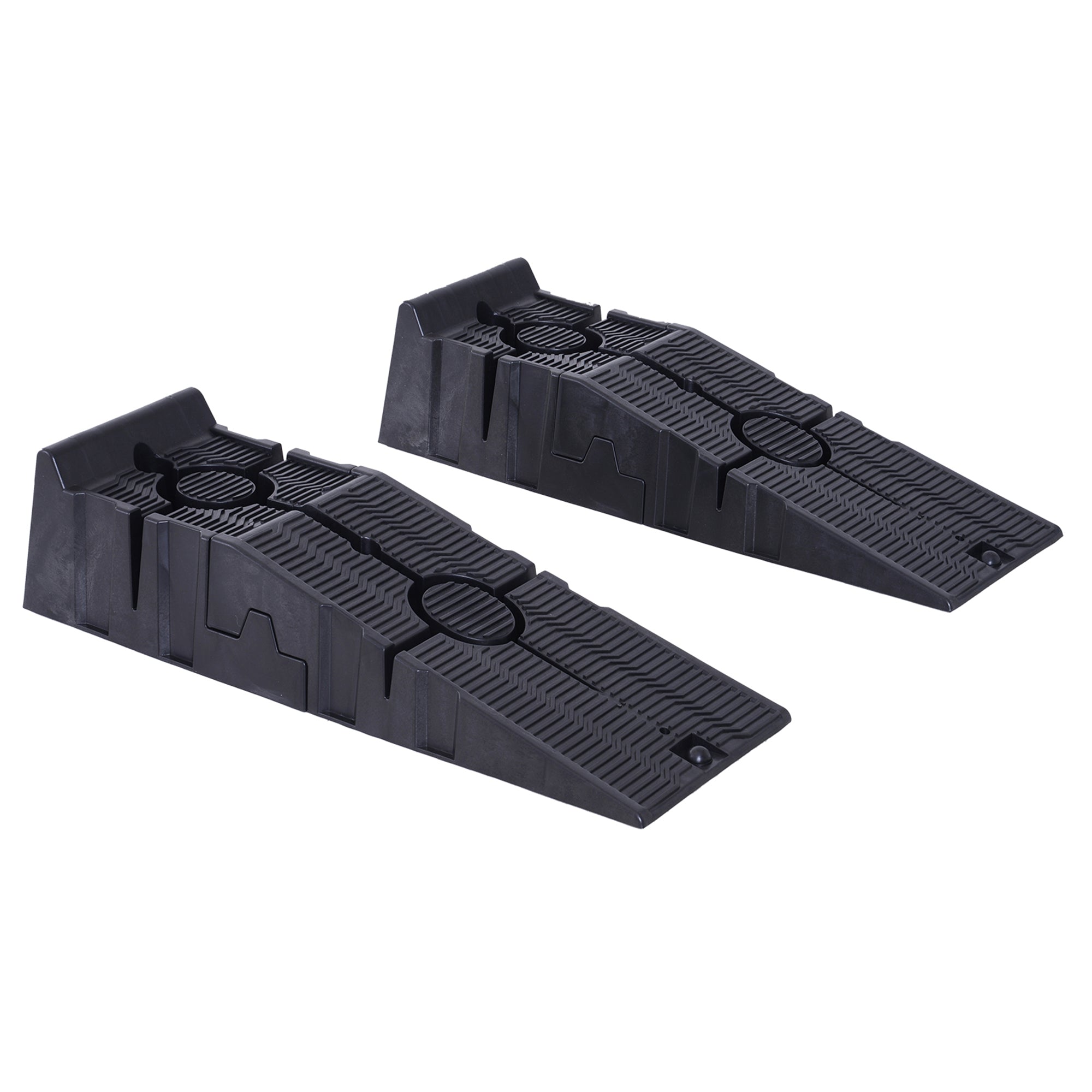 DURHAND 1 Pair Heavy Duty 5 Ton Plastic Garage Workshop Car Service Ramps Lifting Automotive Vehicle Portable, Black - North Peak Garden Furniture