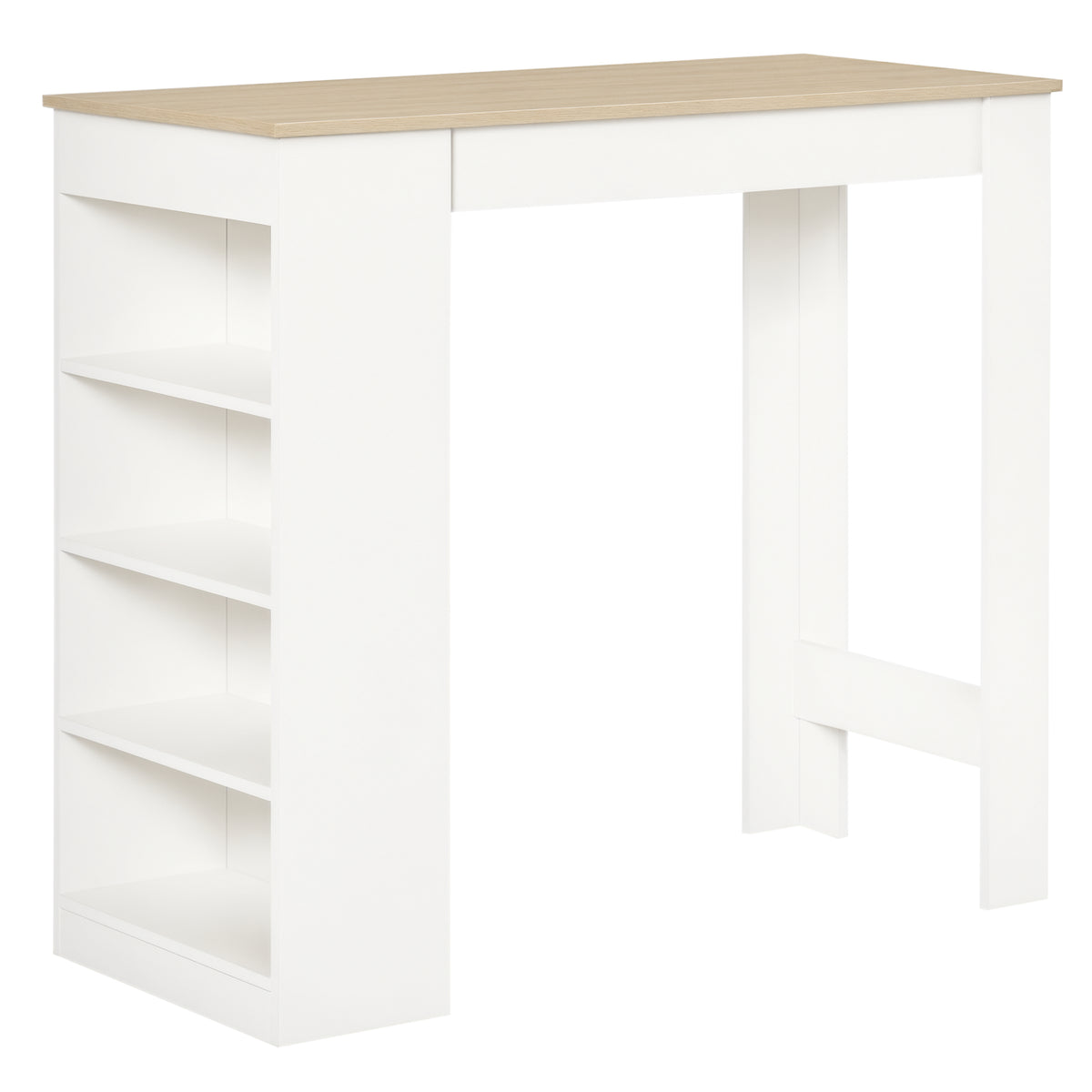 HOMCOM Bar Table, Dining Table with 4-Tier Storage Shelf for Breakfast Bar, Kitchen, Dining Room, Living Room, Natural
