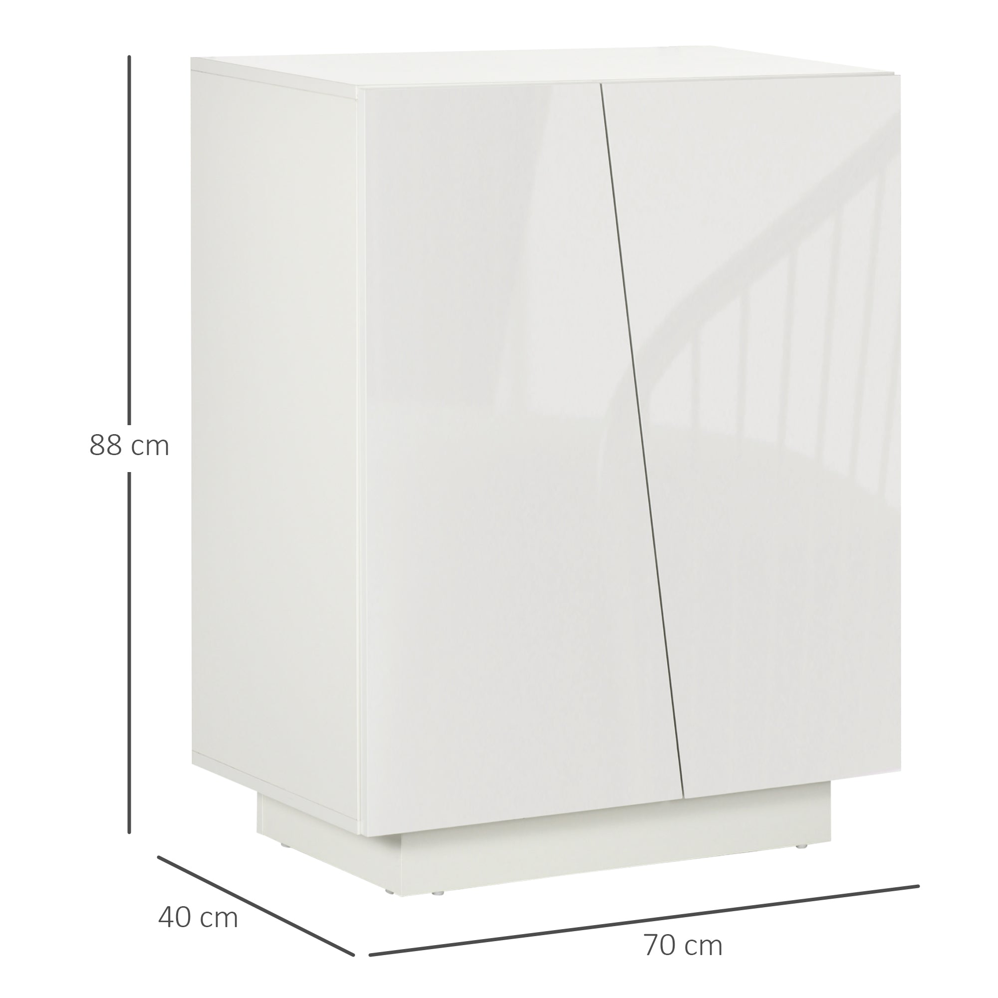 HOMCOM High Gloss Storage Cabinet, Freestanding Storage Cupboard with Adjustable Shelves for Living Room, Bedroom, Hallway, White - North Peak Garden Furniture