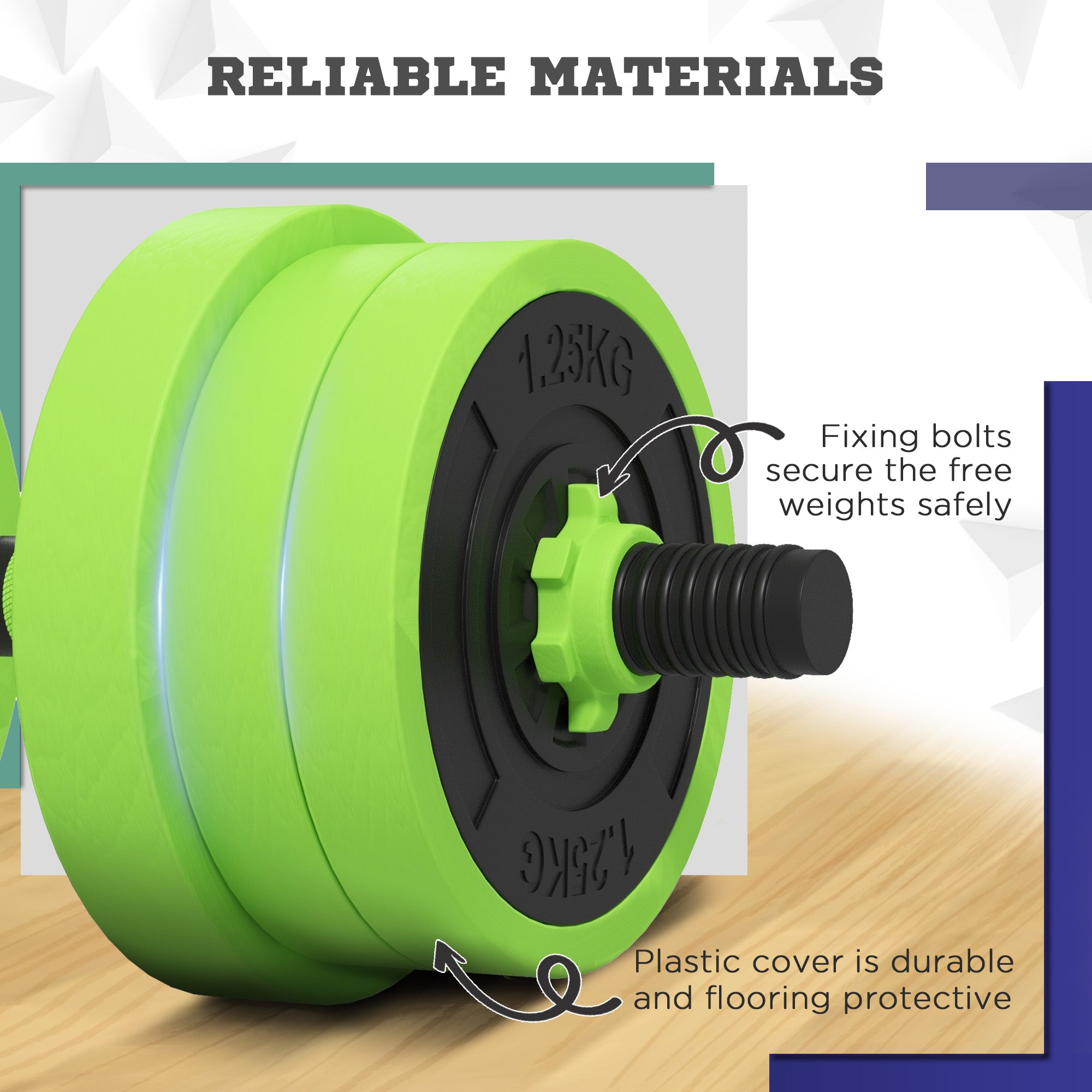 SPORTNOW 20kg Four-In-One Adjustable Weight Dumbbells Set, Barbell, Kettlebell, Push Up Stand - Green - North Peak Garden Furniture