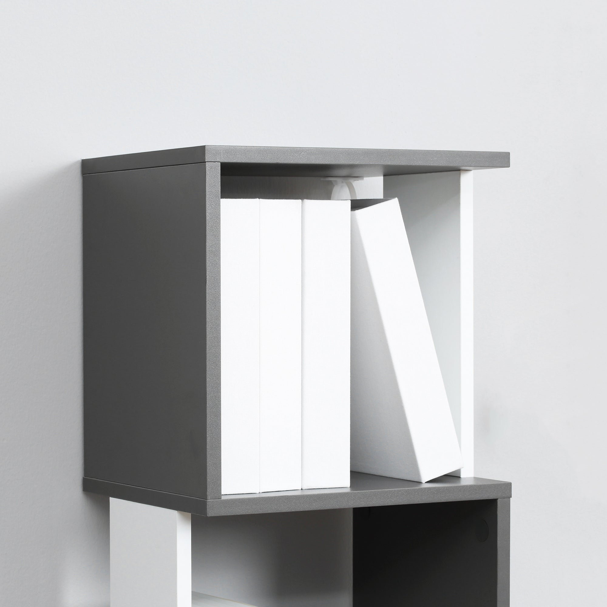HOMCOM Modern 5-Tier Bookshelf, Freestanding Bookcase Storage Shelving for Living Room Home Office Study, White and Dark Grey - North Peak Garden Furniture