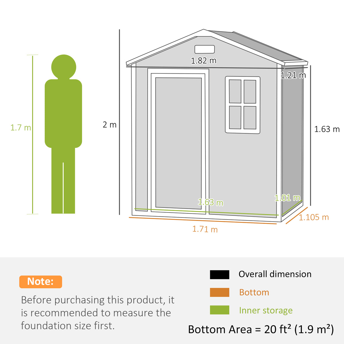 Outsunny 6 x 4ft Garden Shed, Plastic Shed with Floor, Window, Lockable Door and Vents, Wood Effect Resin Tool Shed for Outdoor, Grey