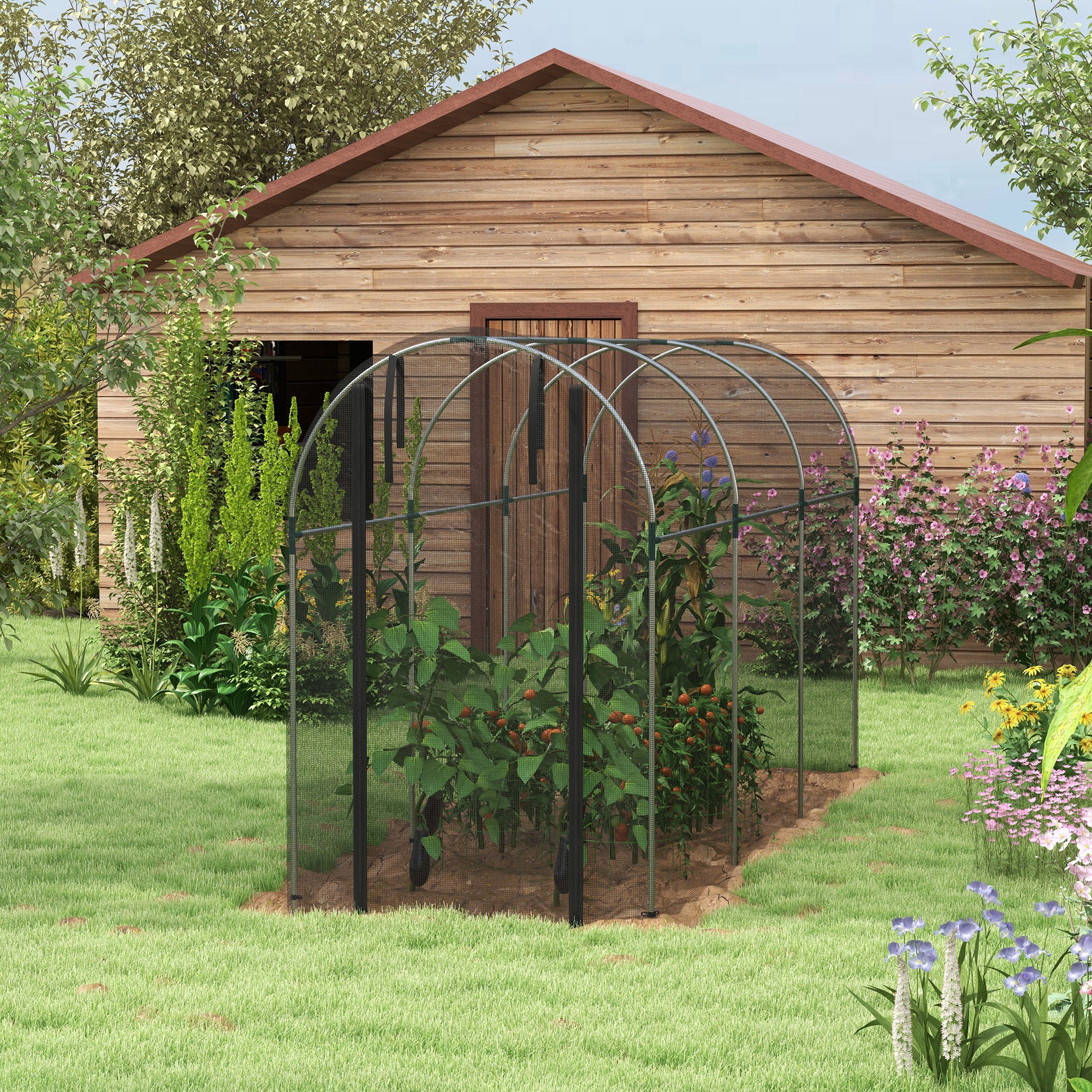 Outsunny 360 x 120cm Mini Polytunnel Greenhouse, Black - North Peak Garden Furniture