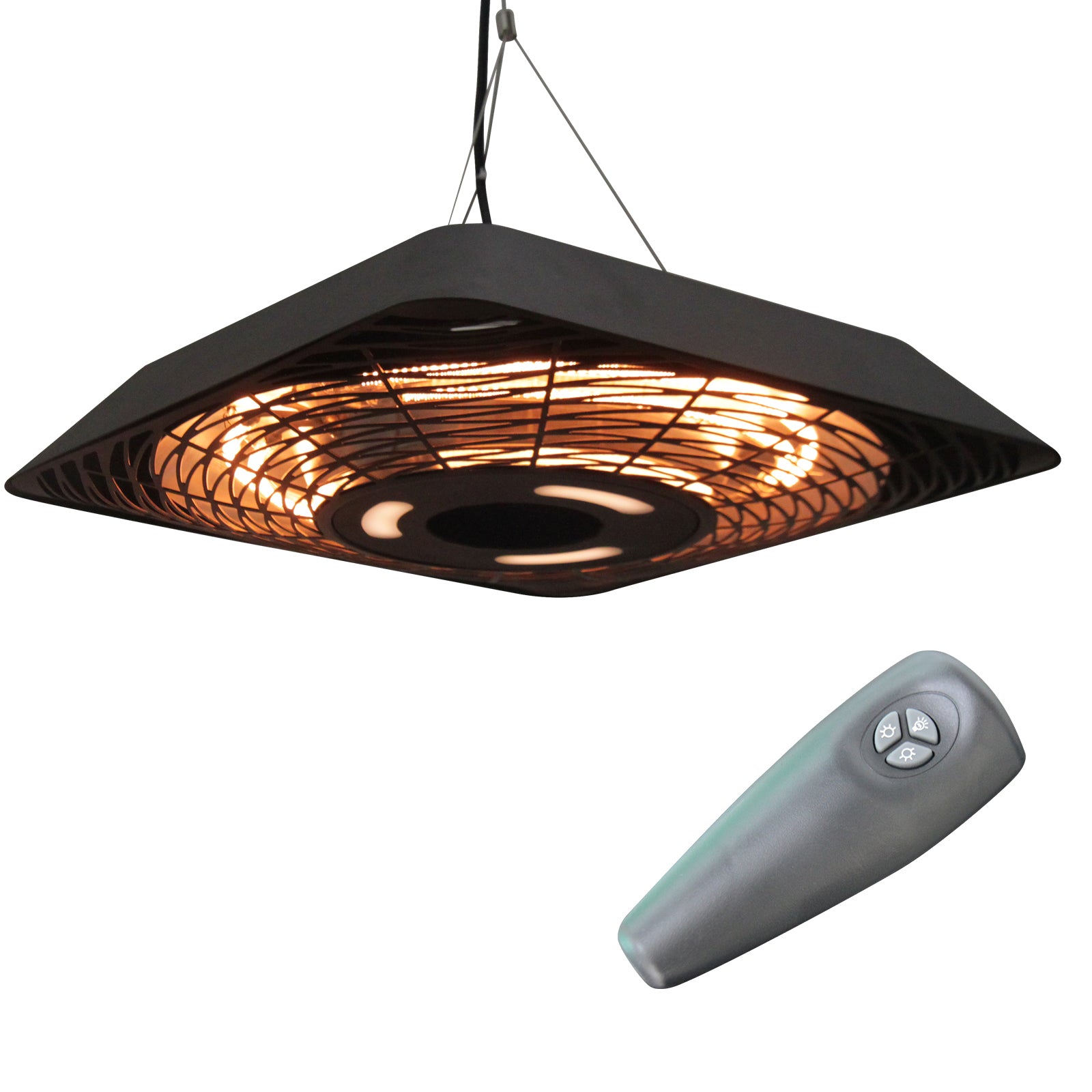 Outsunny 2000W Electric Hanging Patio Heater Ceiling Mounted Halogen Heating Indoor Outdoor with Remote Control Aluminium - North Peak Garden Furniture