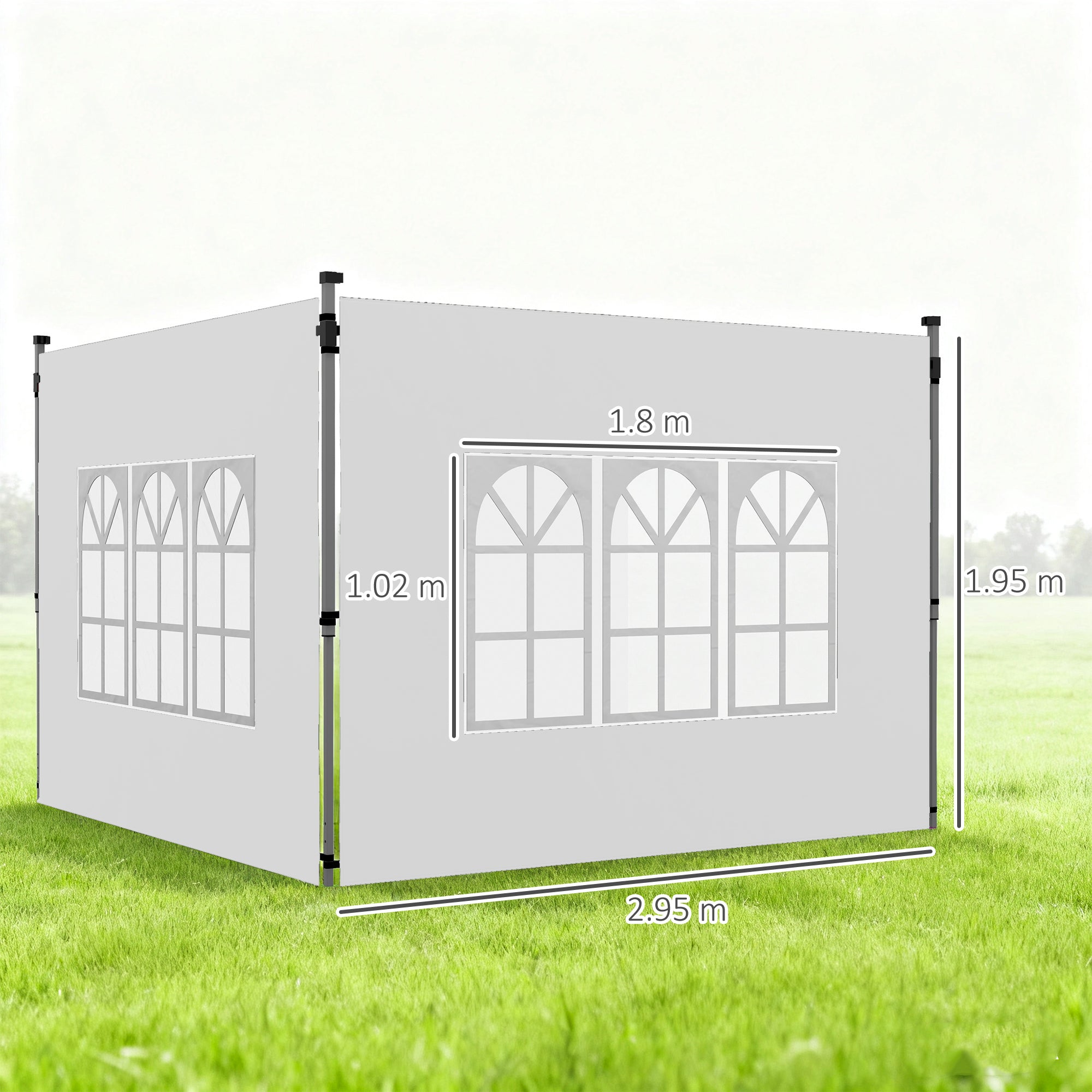 Outsunny Gazebo Side Panels, Sides Replacement with Window for 3x3(m) or 3x4m Pop Up Gazebo, 2 Pack, White