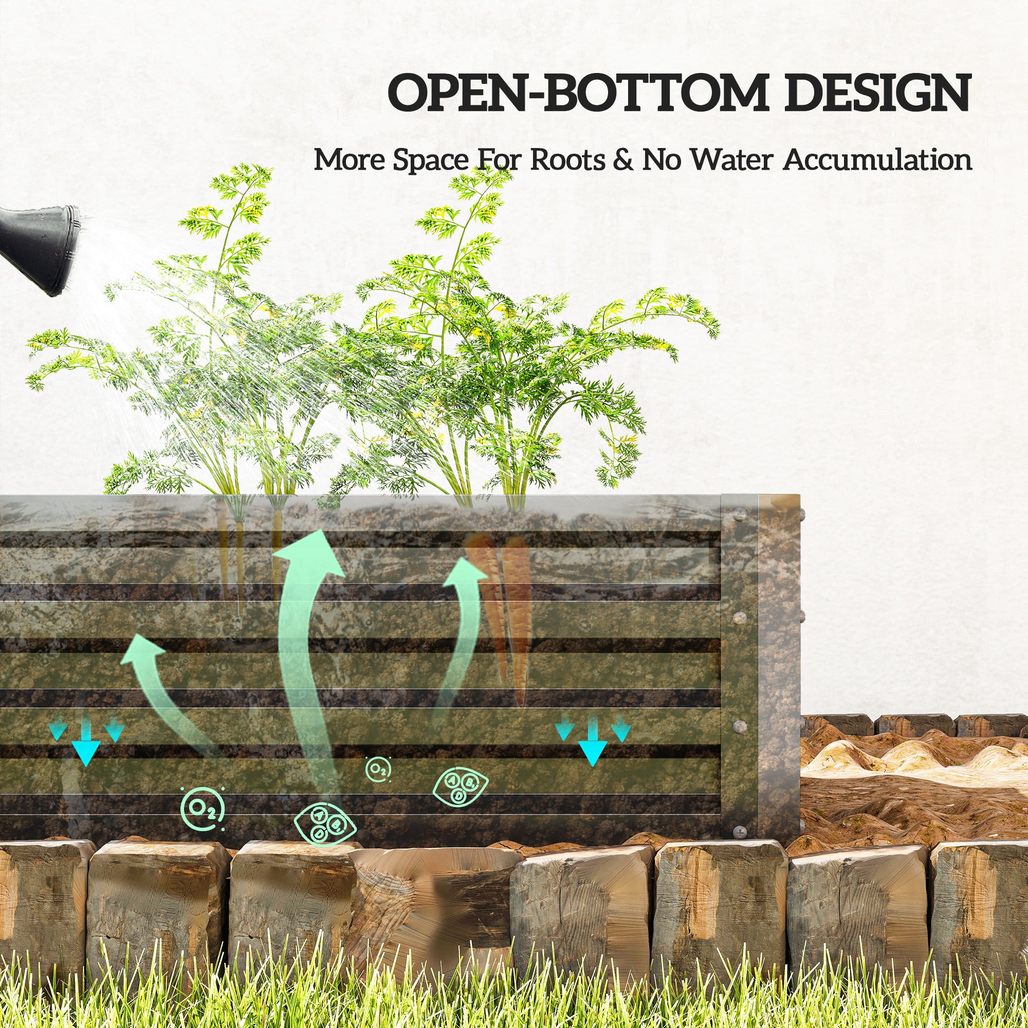 Outsunny Raised Beds for Garden, Galvanized Outdoor Planters, for Herbs and Vegetables, Use for Patio, Backyard, Balcony, Grey