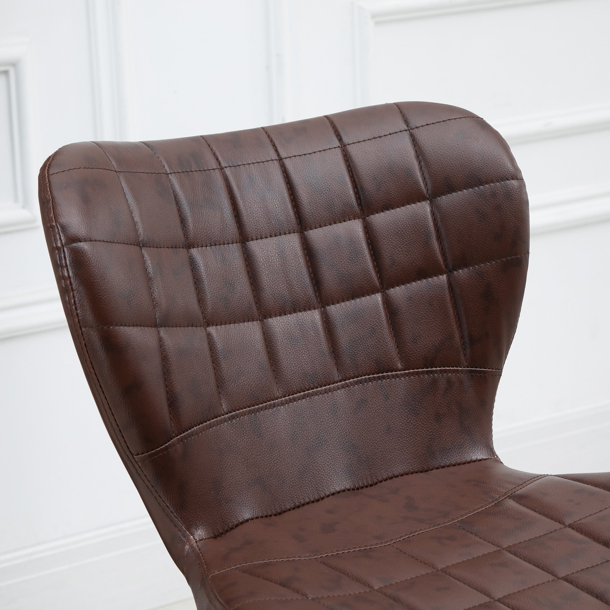 HOMCOM Bar Stools Set of 2 Adjustable Height Swivel Bar Chairs in PU Leather with Backrest & Footrest, Brown - North Peak Garden Furniture