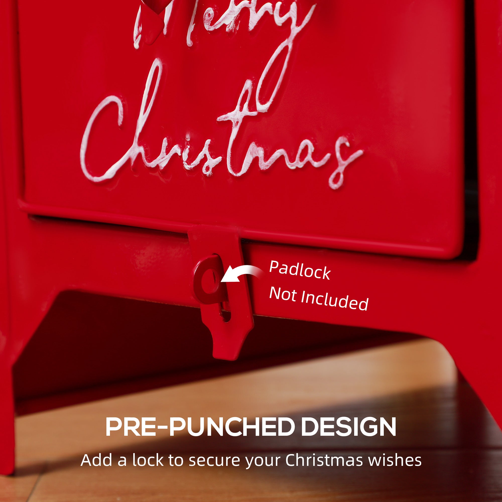 HOMCOM A5 Christmas Letter Postbox - Red/White - North Peak Garden Furniture