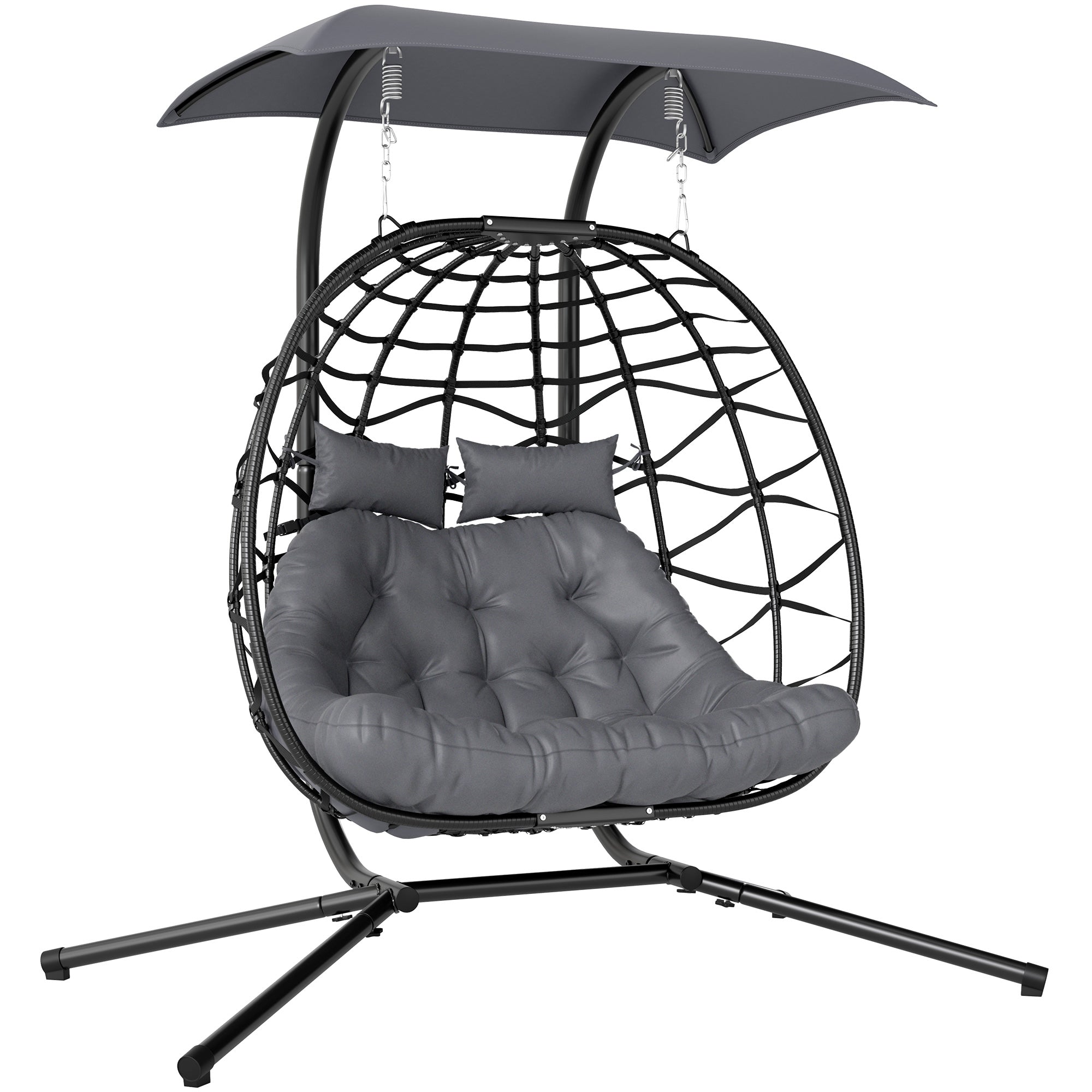 Outsunny Two-Seater Rattan Egg Chair - Black
