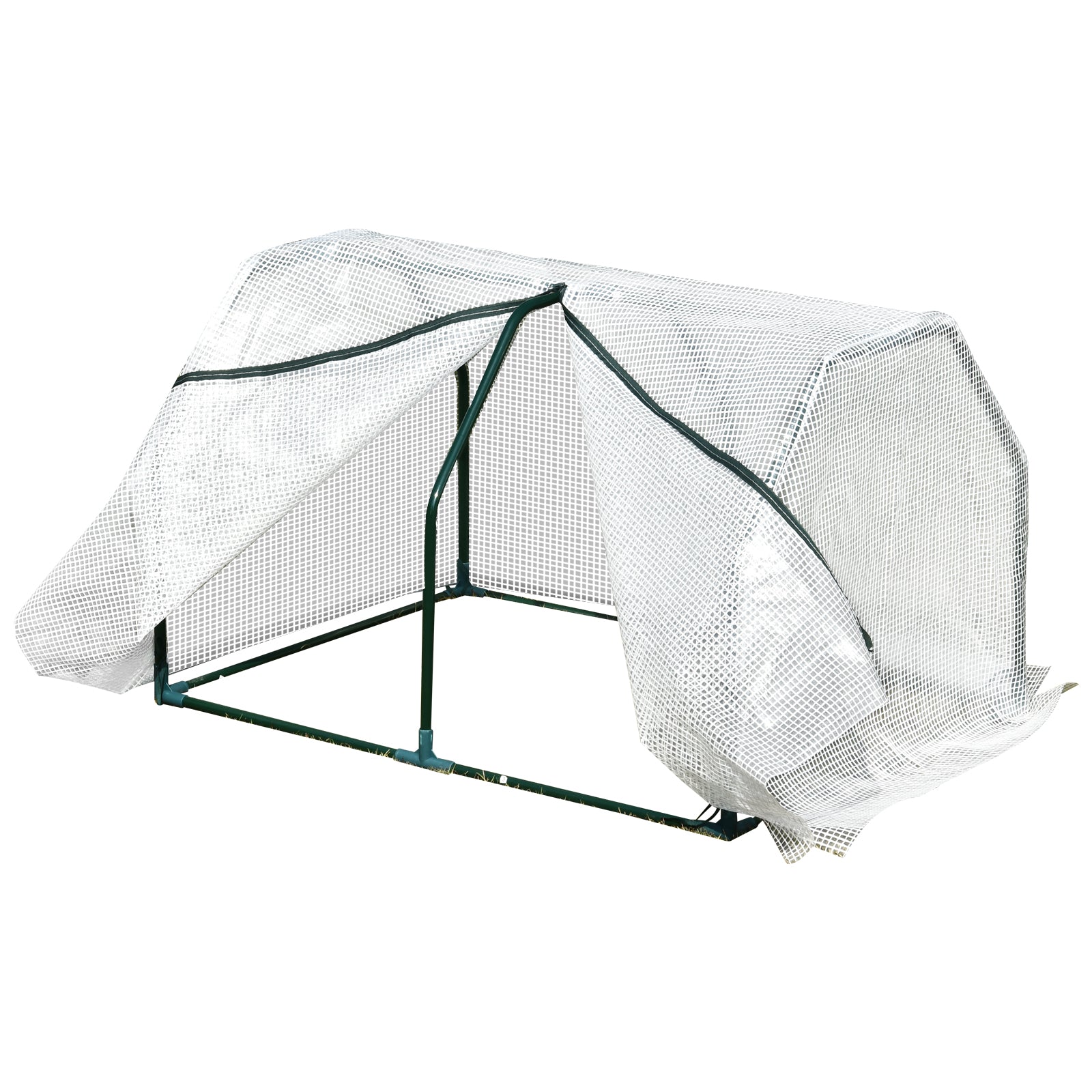 Outsunny Portable Greenhouse Oasis: Mini Metal Frame with PVC Cover, Zippered Access, 99x71x60cm, White