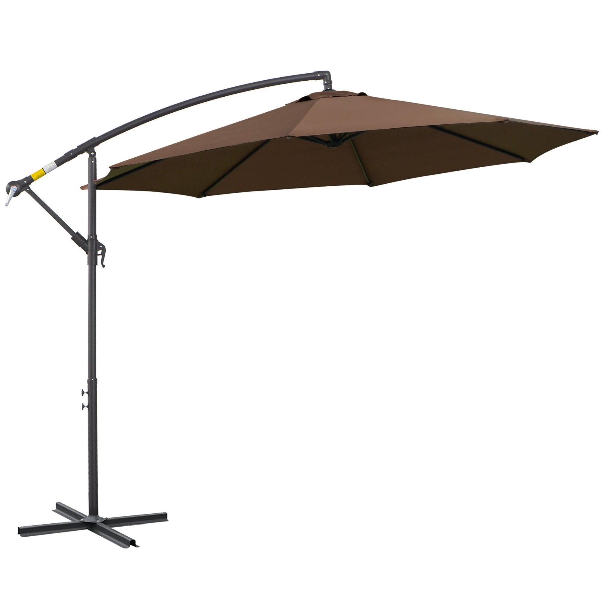 Outsunny 2.45m Overhanging Cantilever Parasol, with Cross Base - Brown - North Peak Garden Furniture