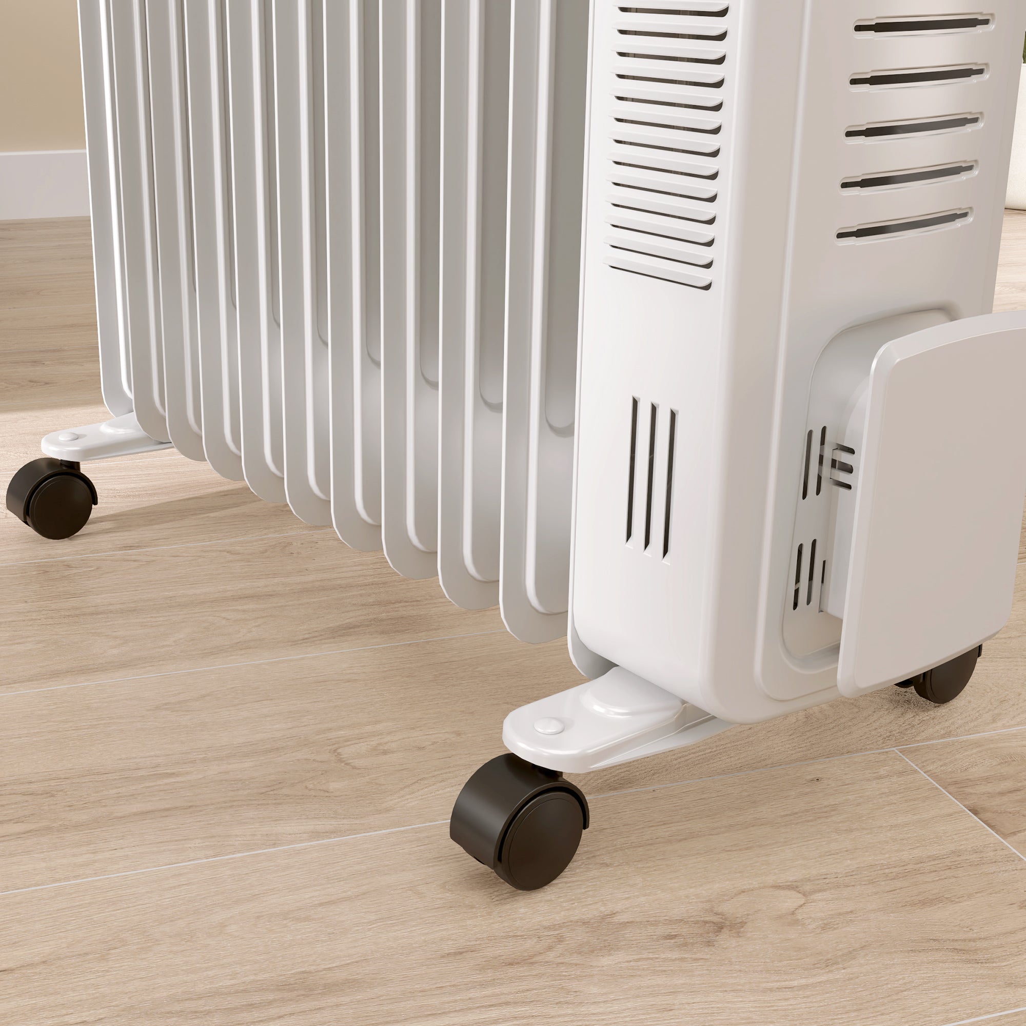 HOMCOM 2.5kW 11 Fin Oil-Filled Radiator - White