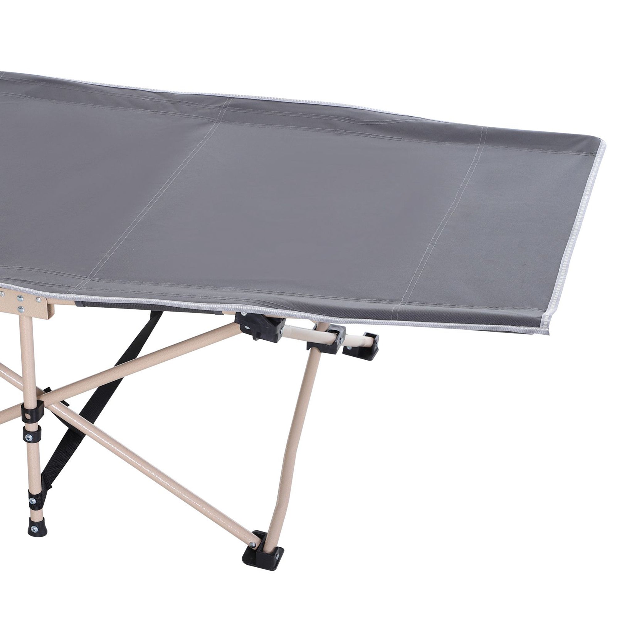 Outsunny Single Steel Frame Portable Camping Cot, with Carry Bag - Grey - North Peak Garden Furniture